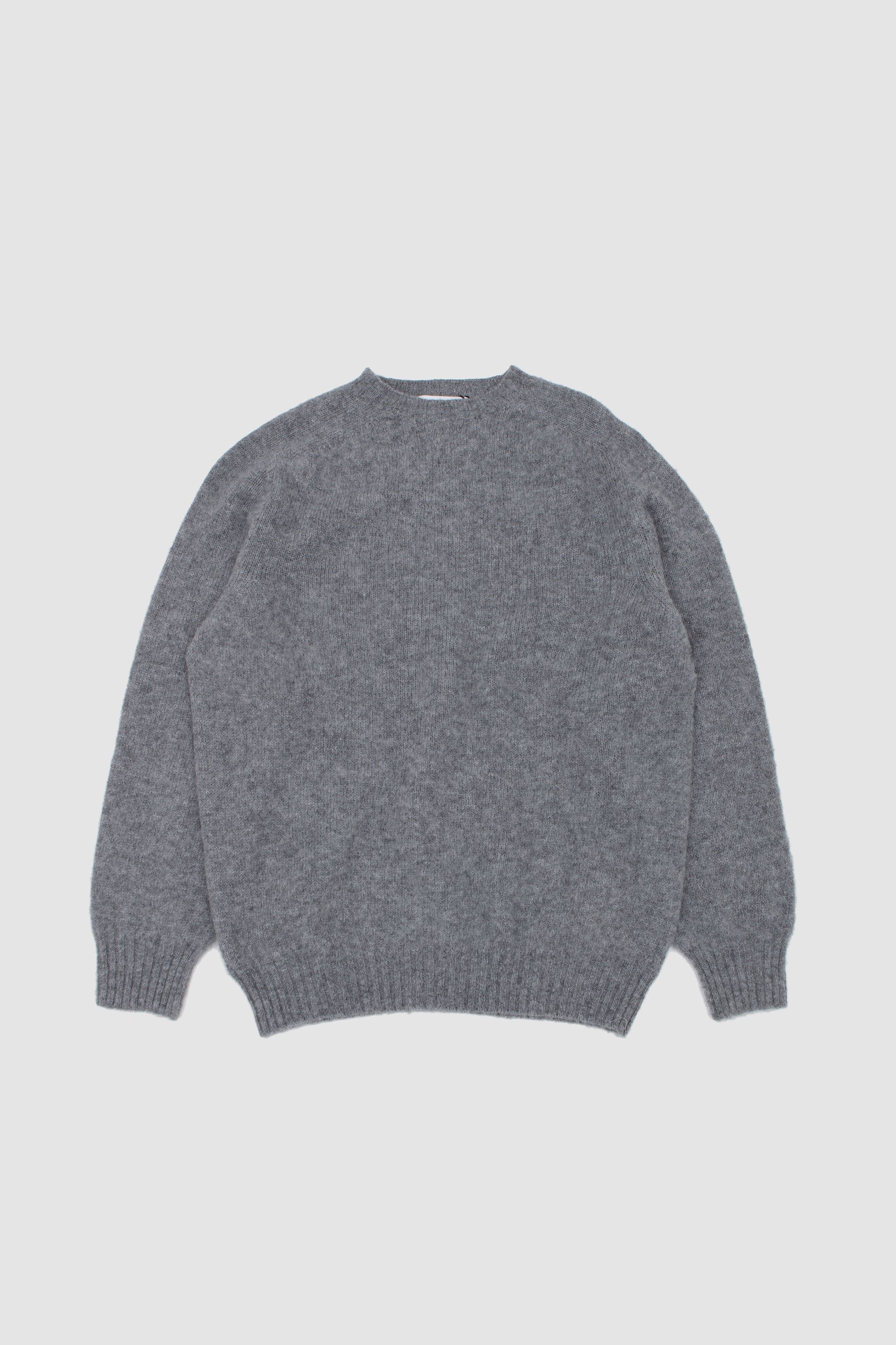 Shaggy/ Saddle Shoulder Crew Neck Sweater Mid Grey_1