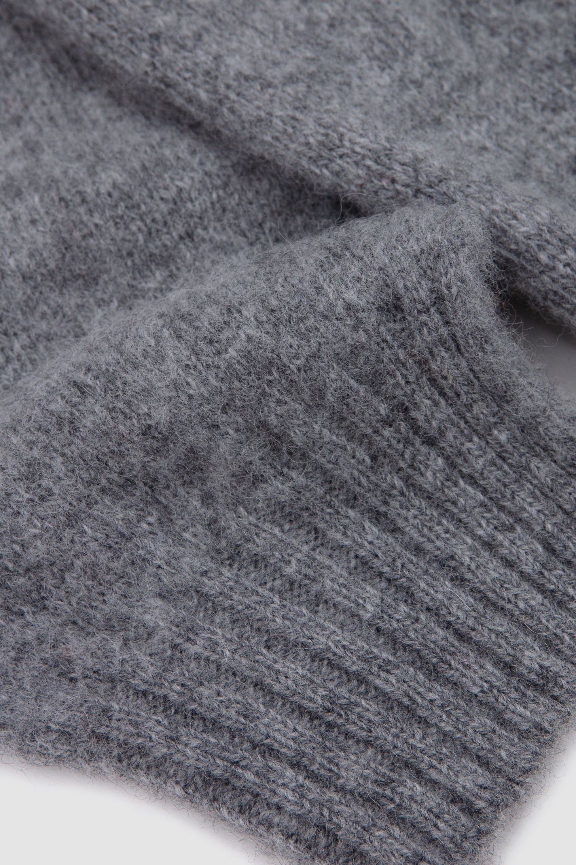 Shaggy/ Saddle Shoulder Crew Neck Sweater Mid Grey