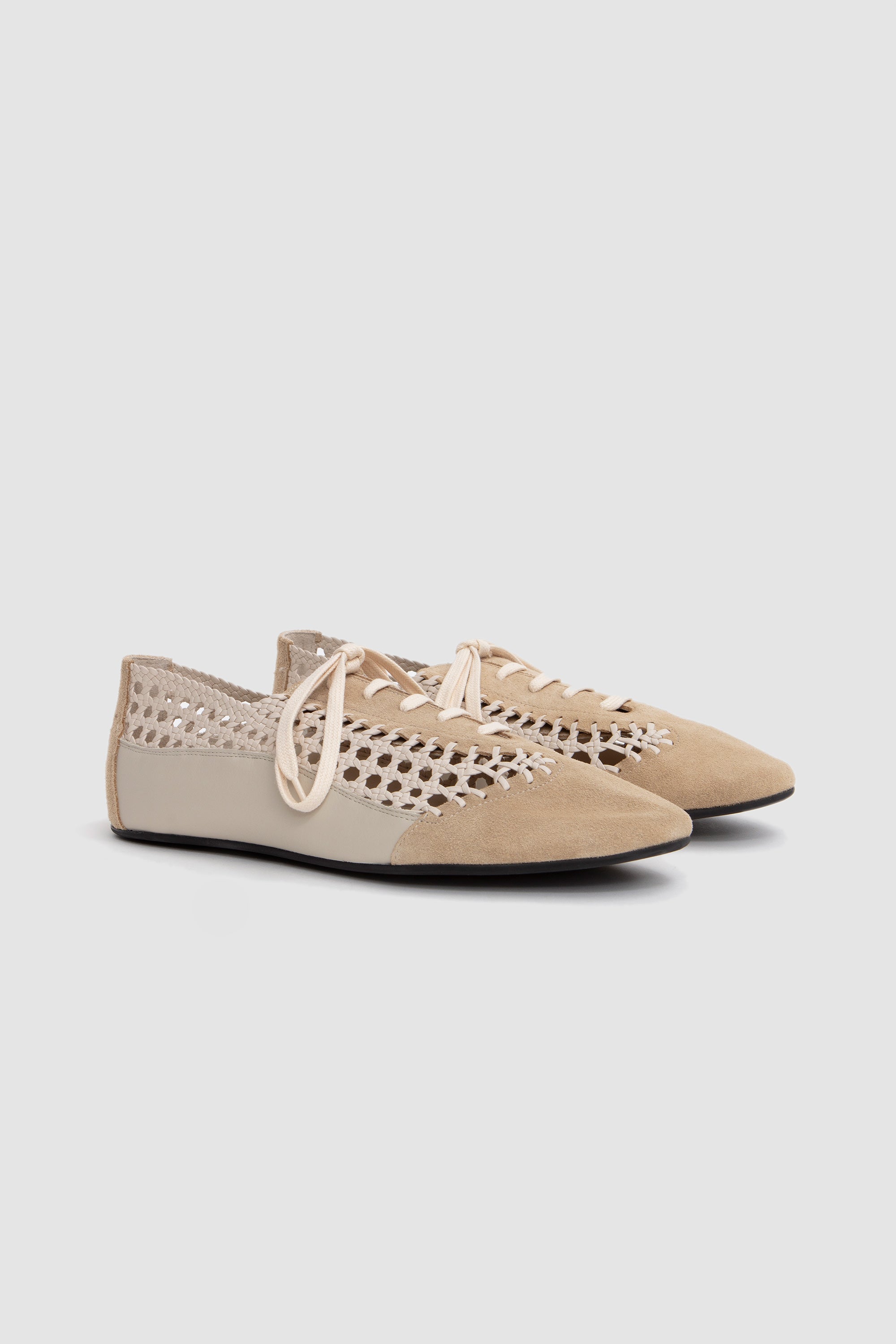 Esportiu Woven Lace-Up Shoes Cream