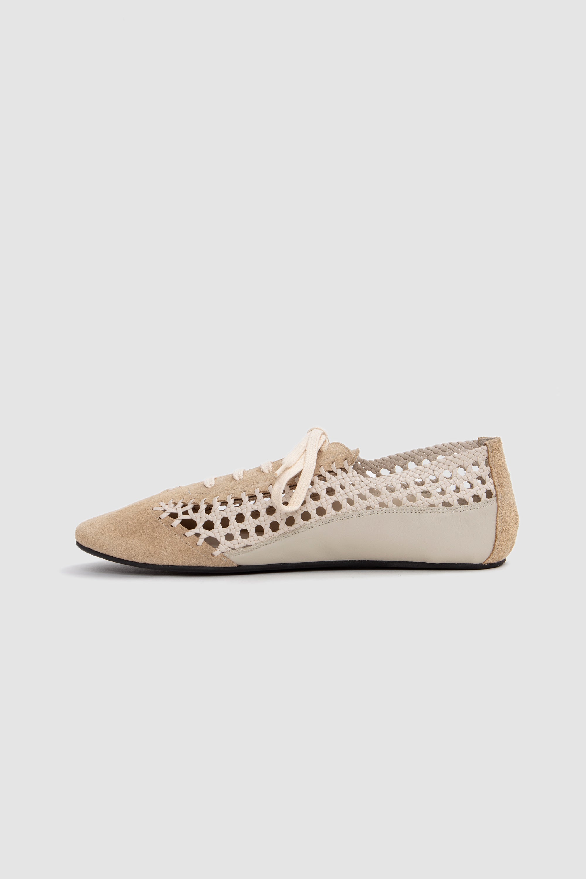 Esportiu Woven Lace-Up Shoes Cream_4