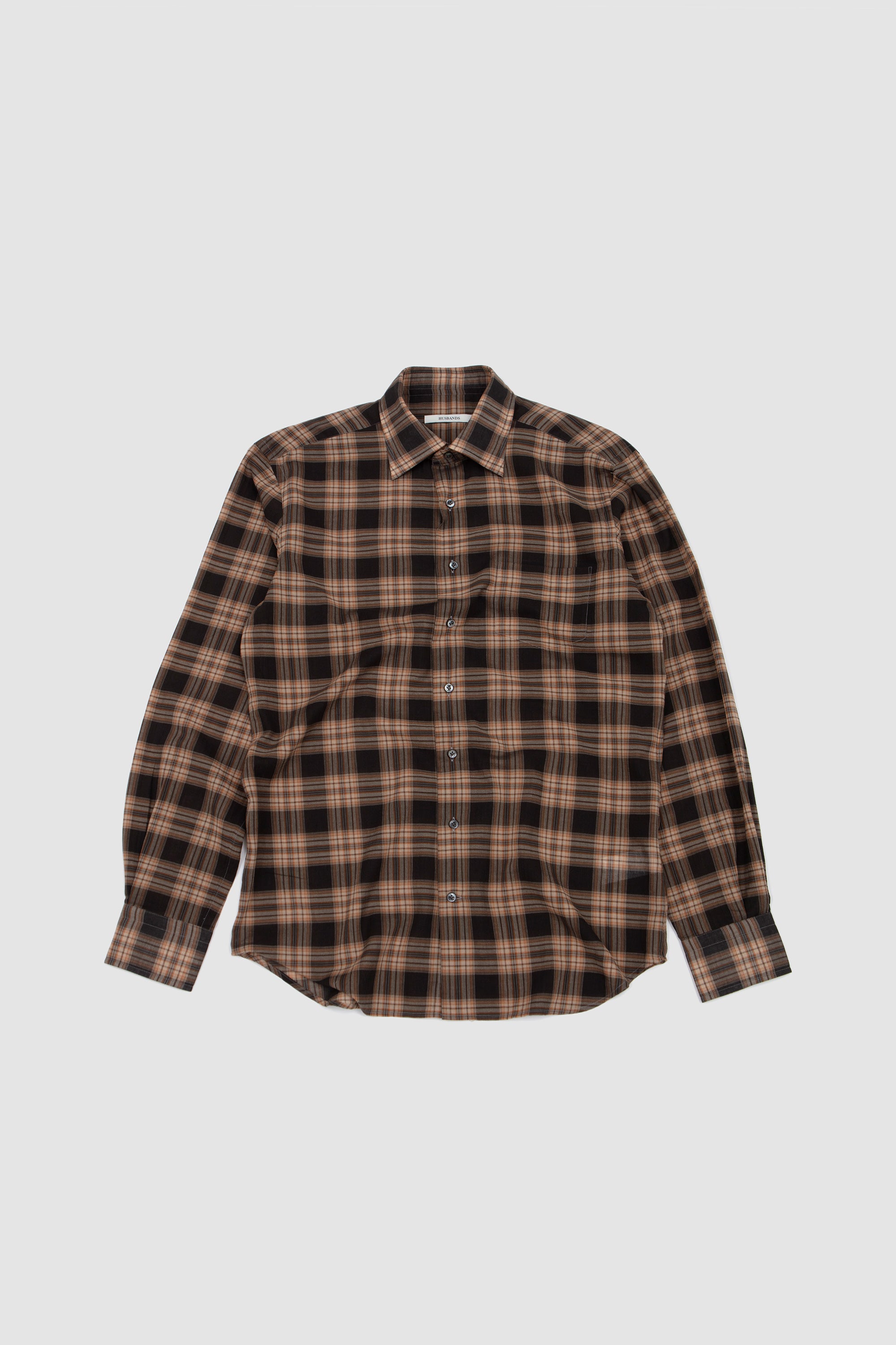 Classic Collar Shirt Dark Taupe/ Beige Plaid_1
