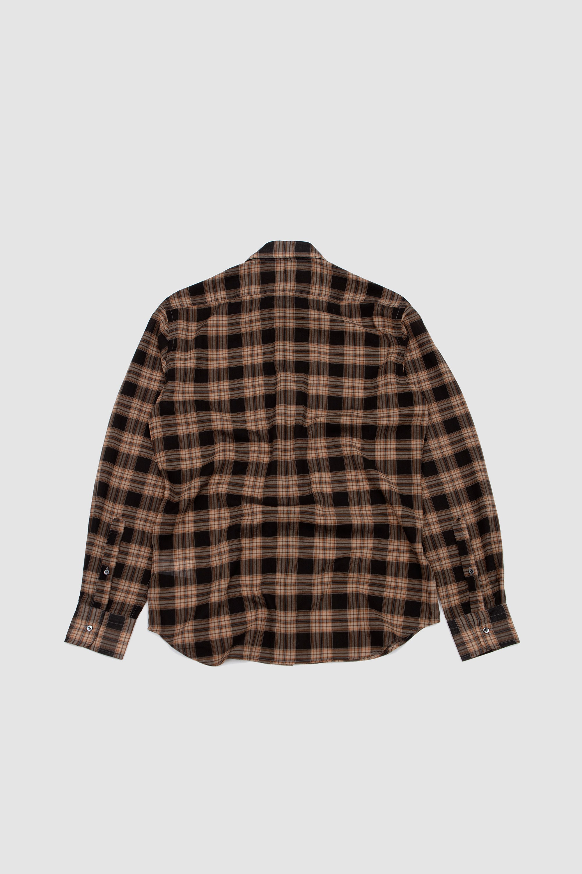 Classic Collar Shirt Dark Taupe/ Beige Plaid_4