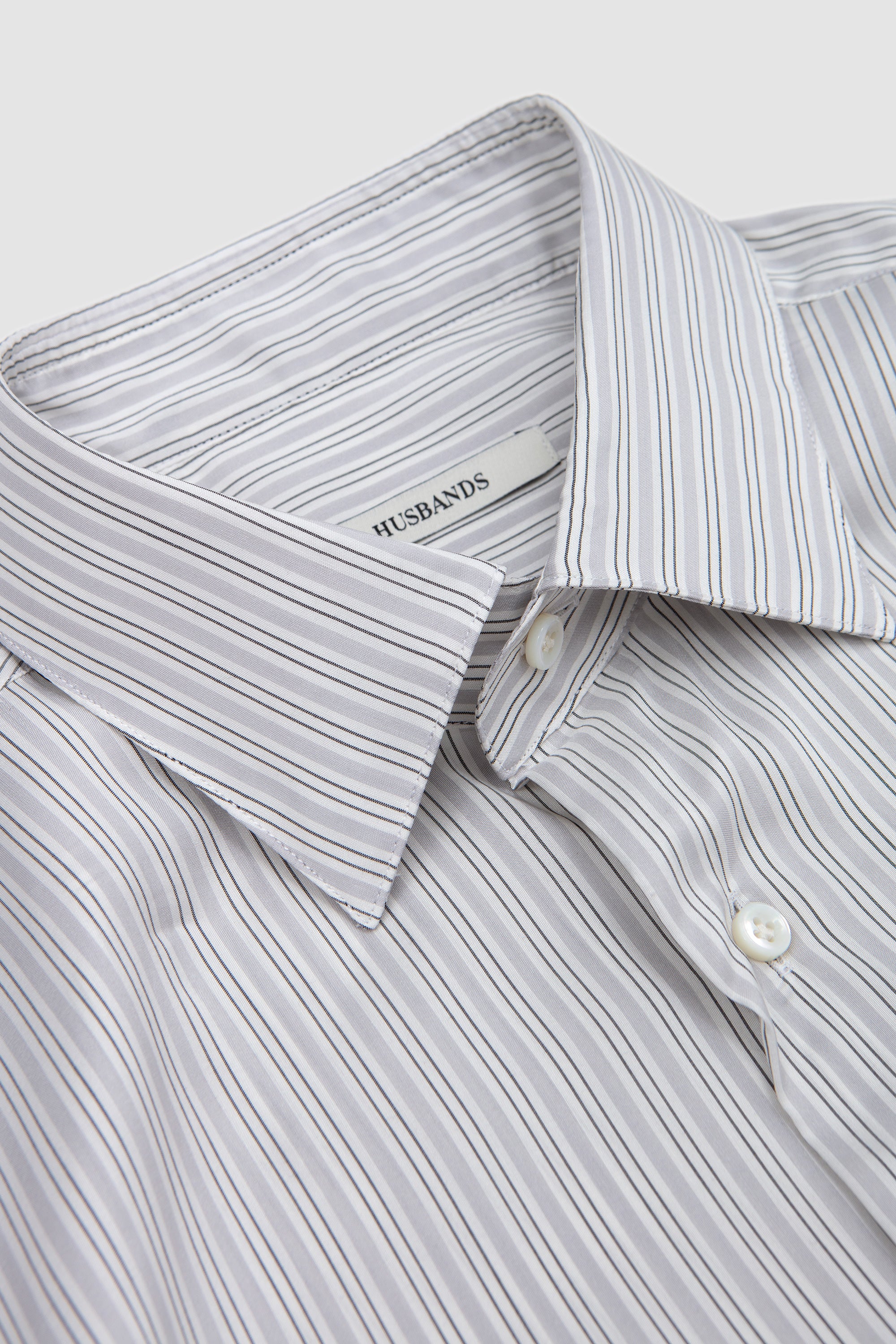 Classic Collar Shirt White/ Grey Stripes_2