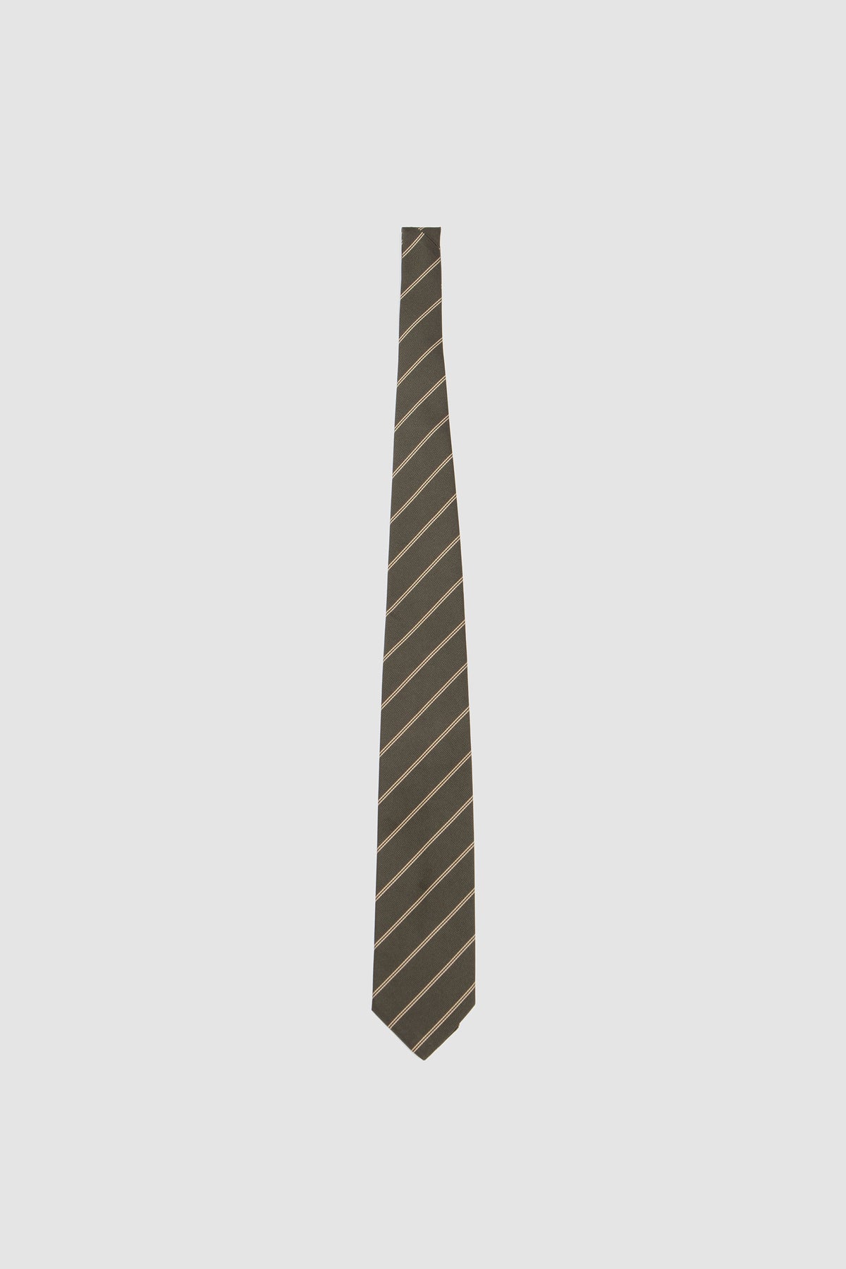 Silk Jacquard Tie Military/ Gold Pinstripes_1
