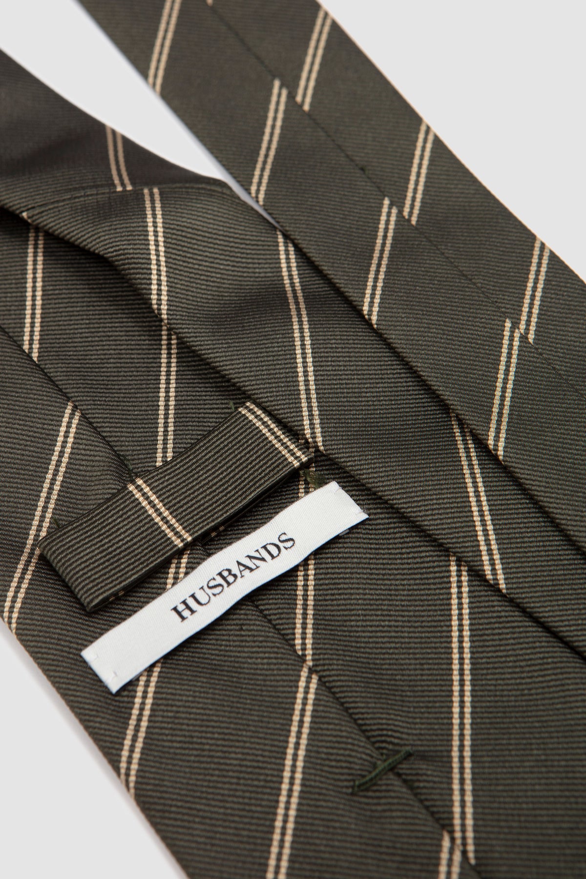 Silk Jacquard Tie Military/ Gold Pinstripes_3