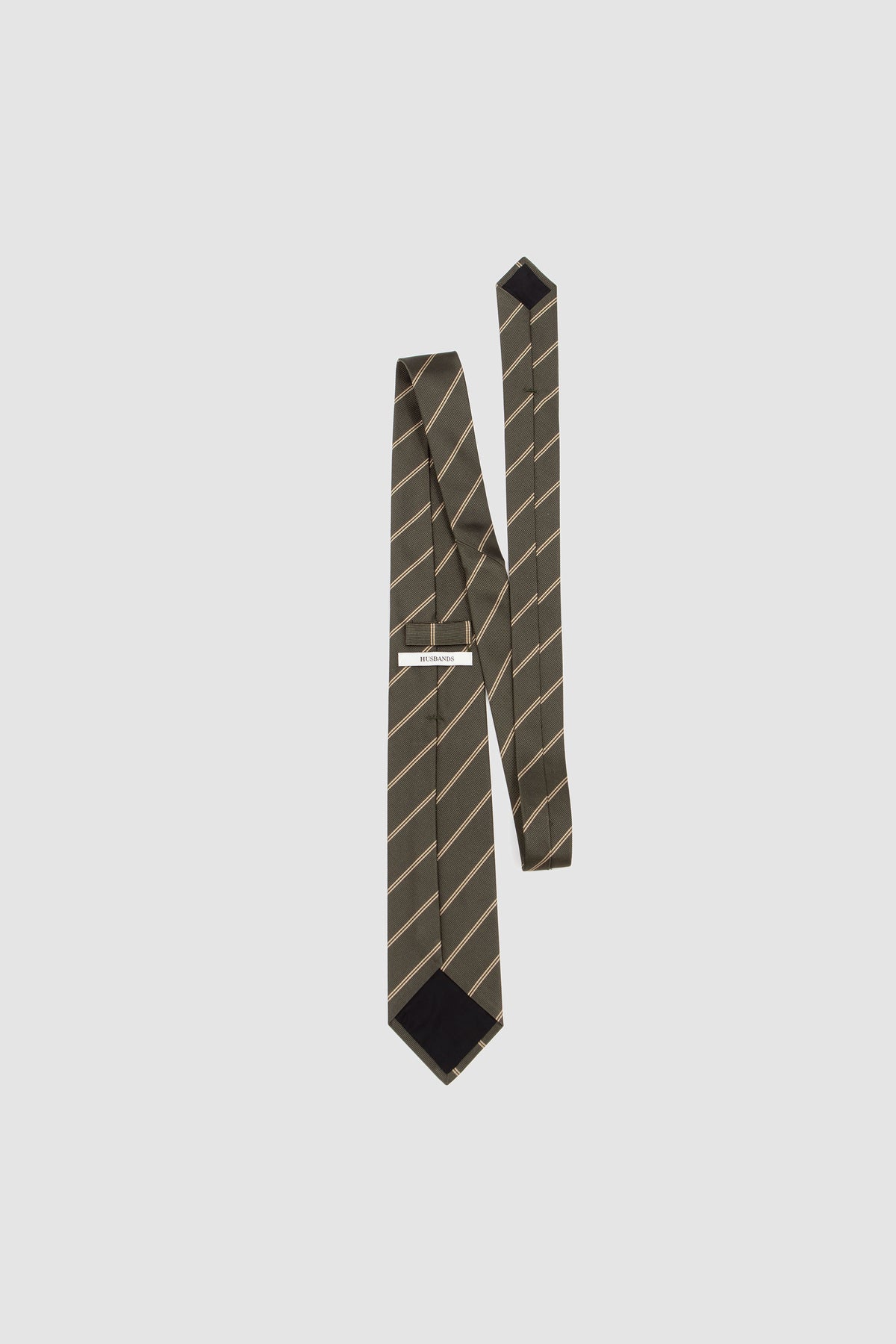 Silk Jacquard Tie Military/ Gold Pinstripes_5