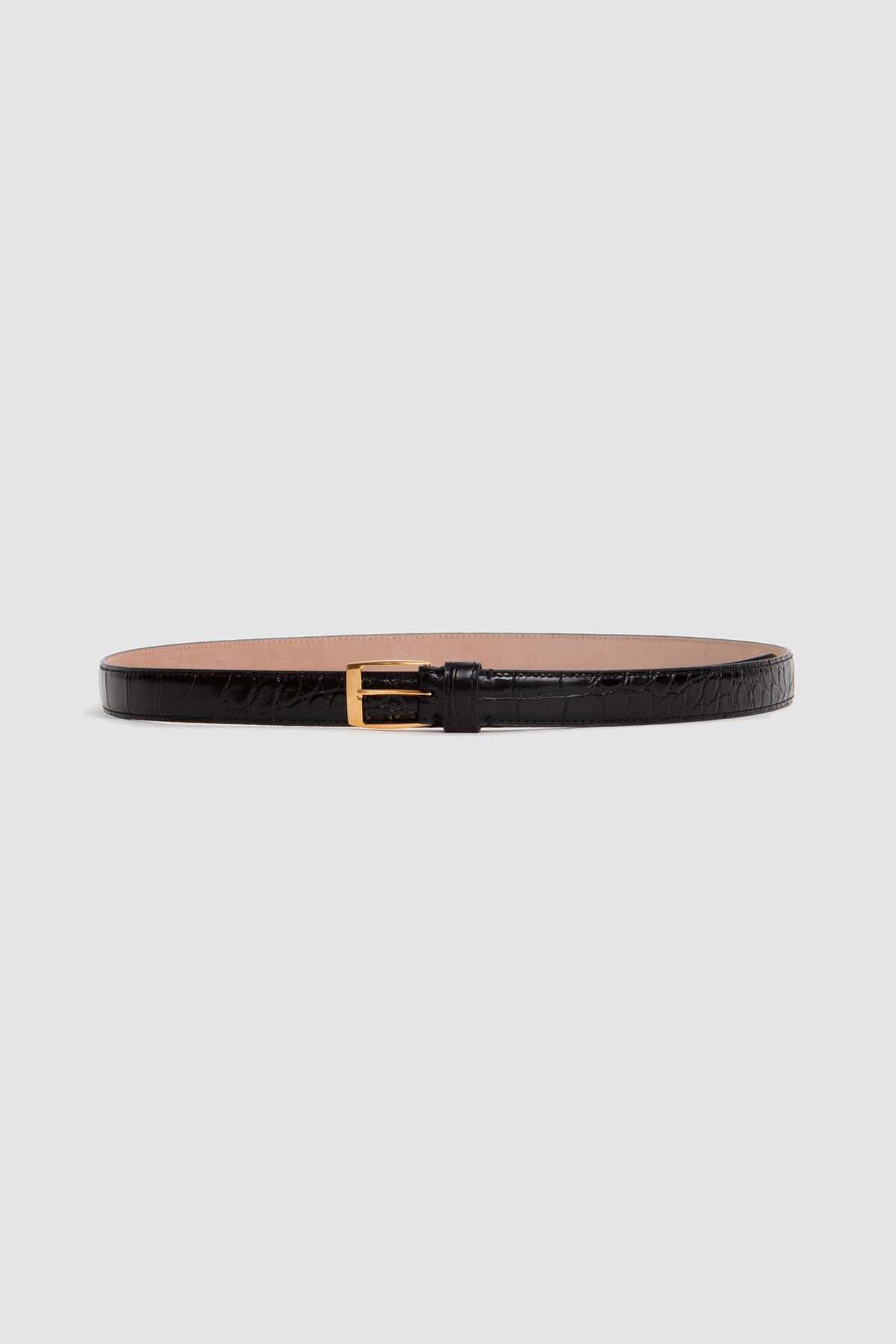 Thin Belt Croc Black
