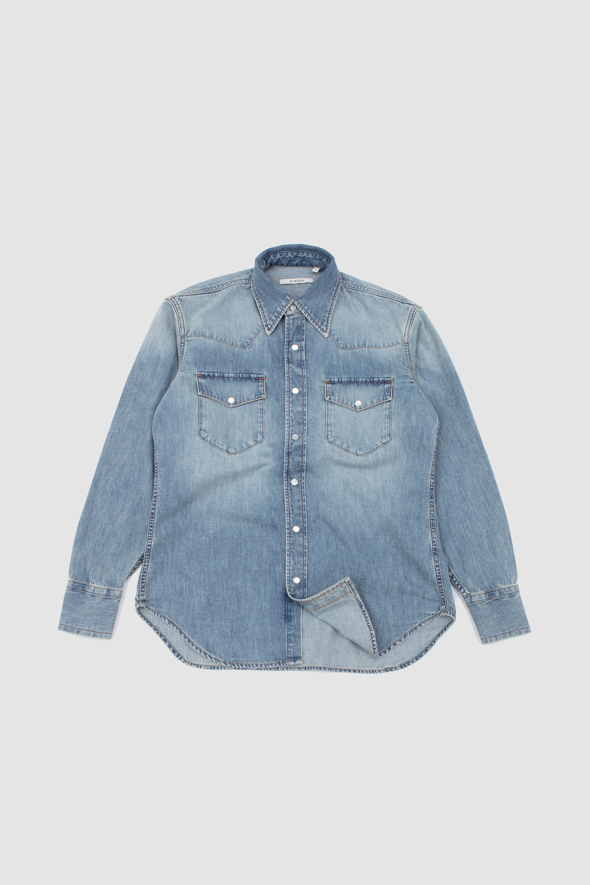 Western Shirt Light Blue Stone Wash
