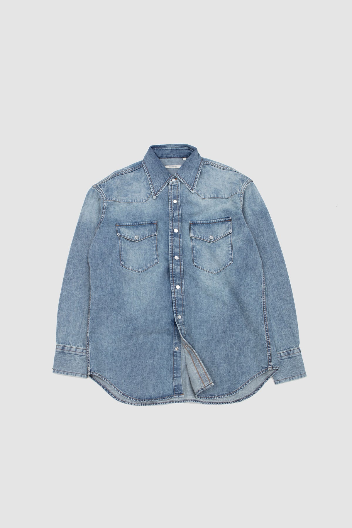 Western Shirt Light Blue Stone Wash