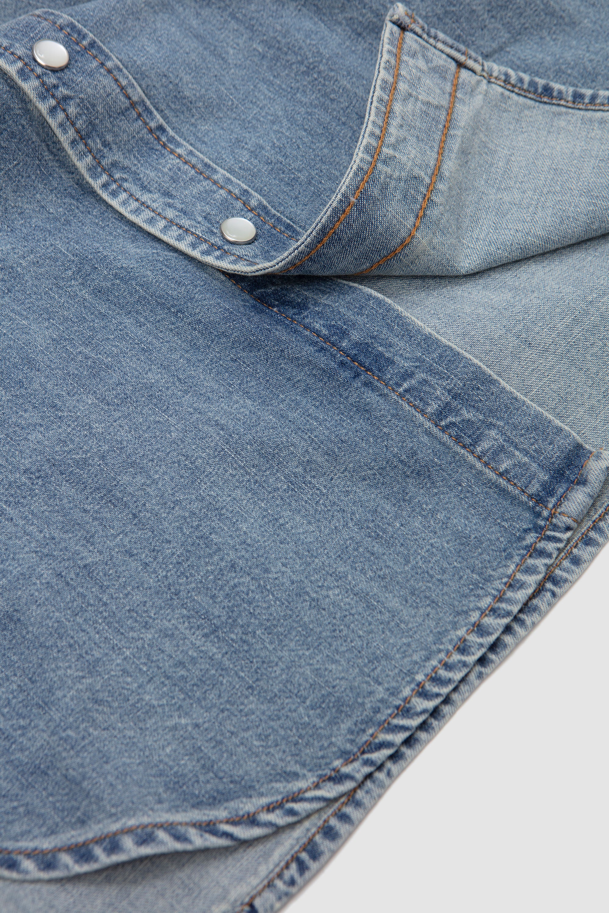 Western Shirt Light Blue Stone Wash