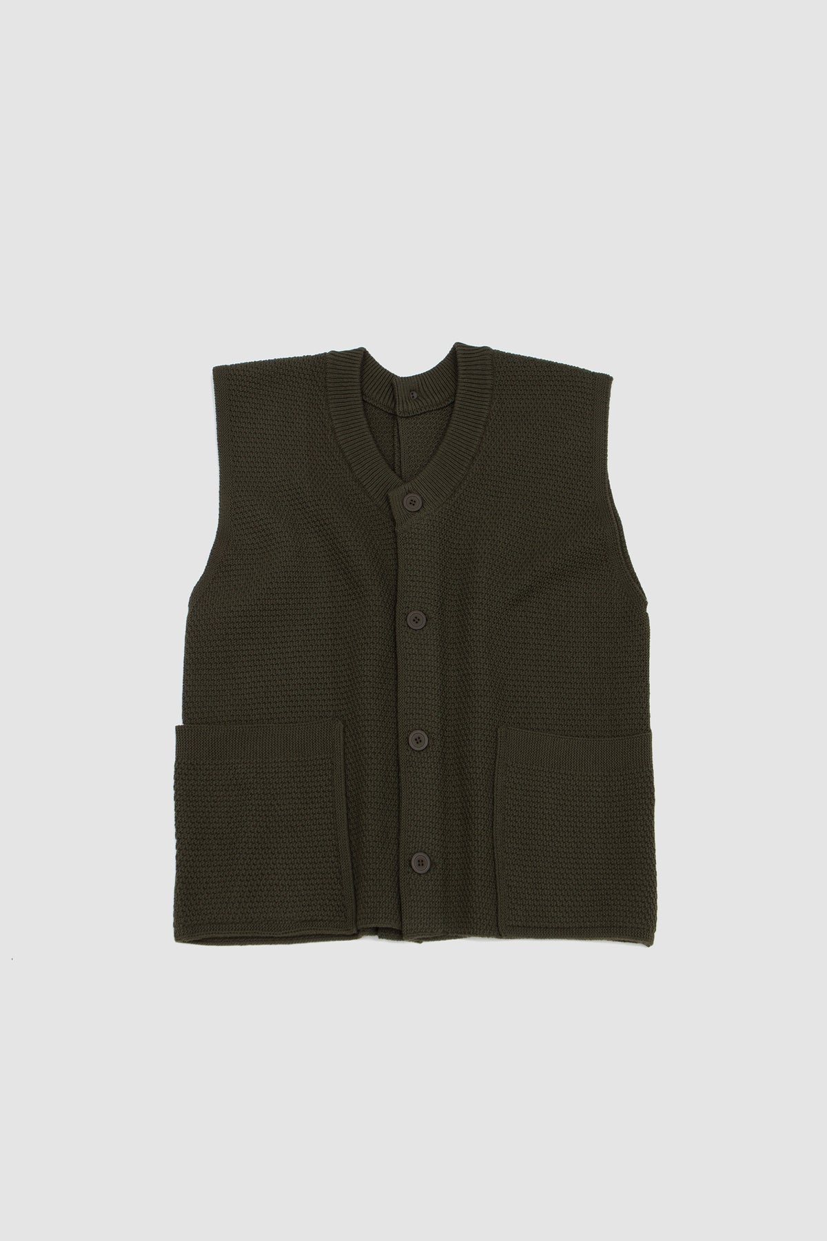 Rustic Knit Vest Khaki