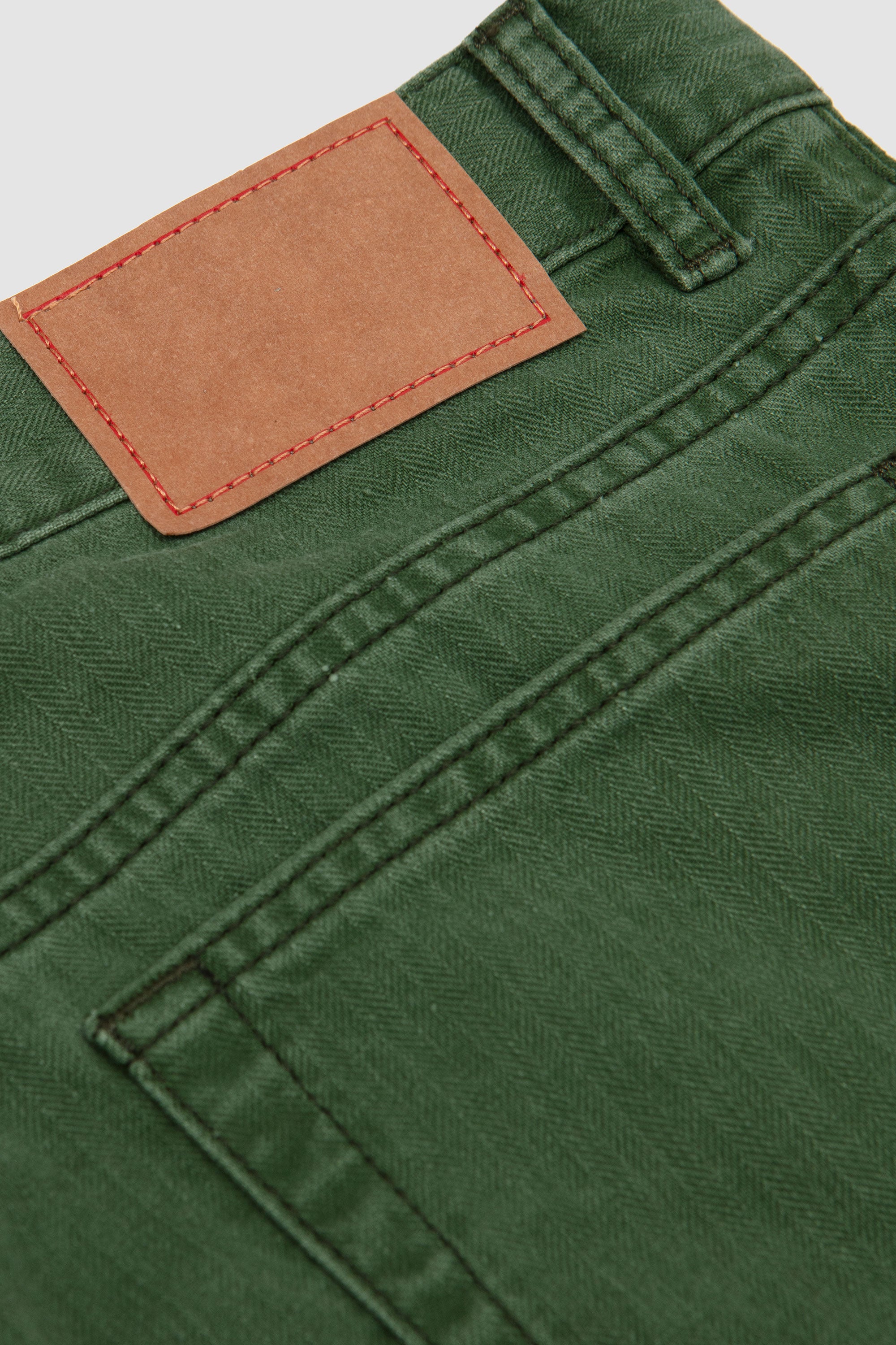 Genua Jeans Chevron Green Herringbone