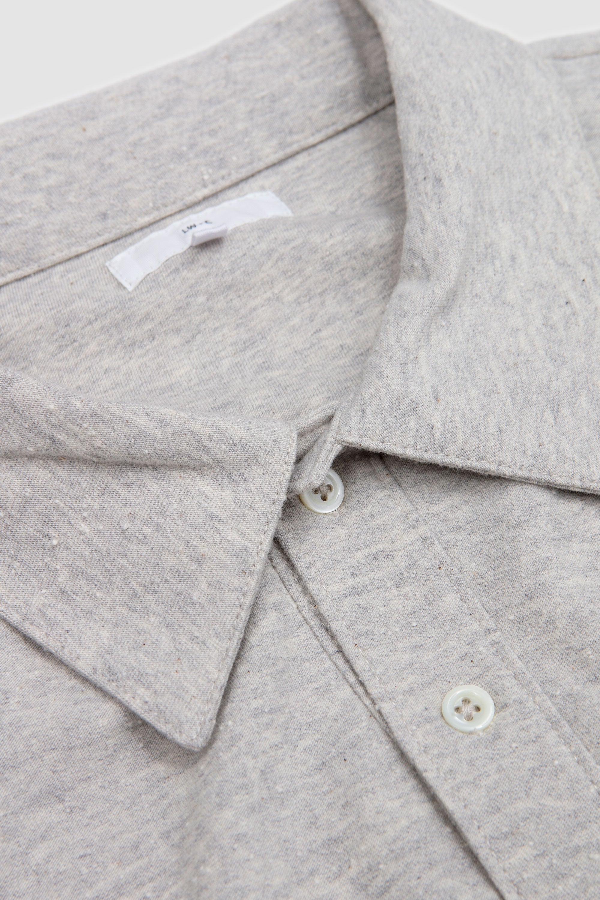 Two Button Nep Polo Grey Melange