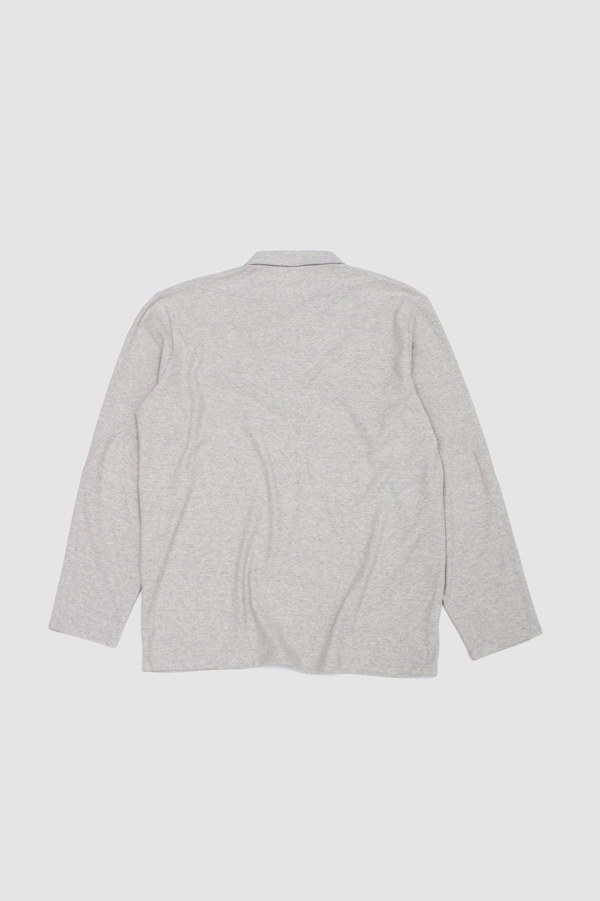 Two Button Nep Polo Grey Melange_4