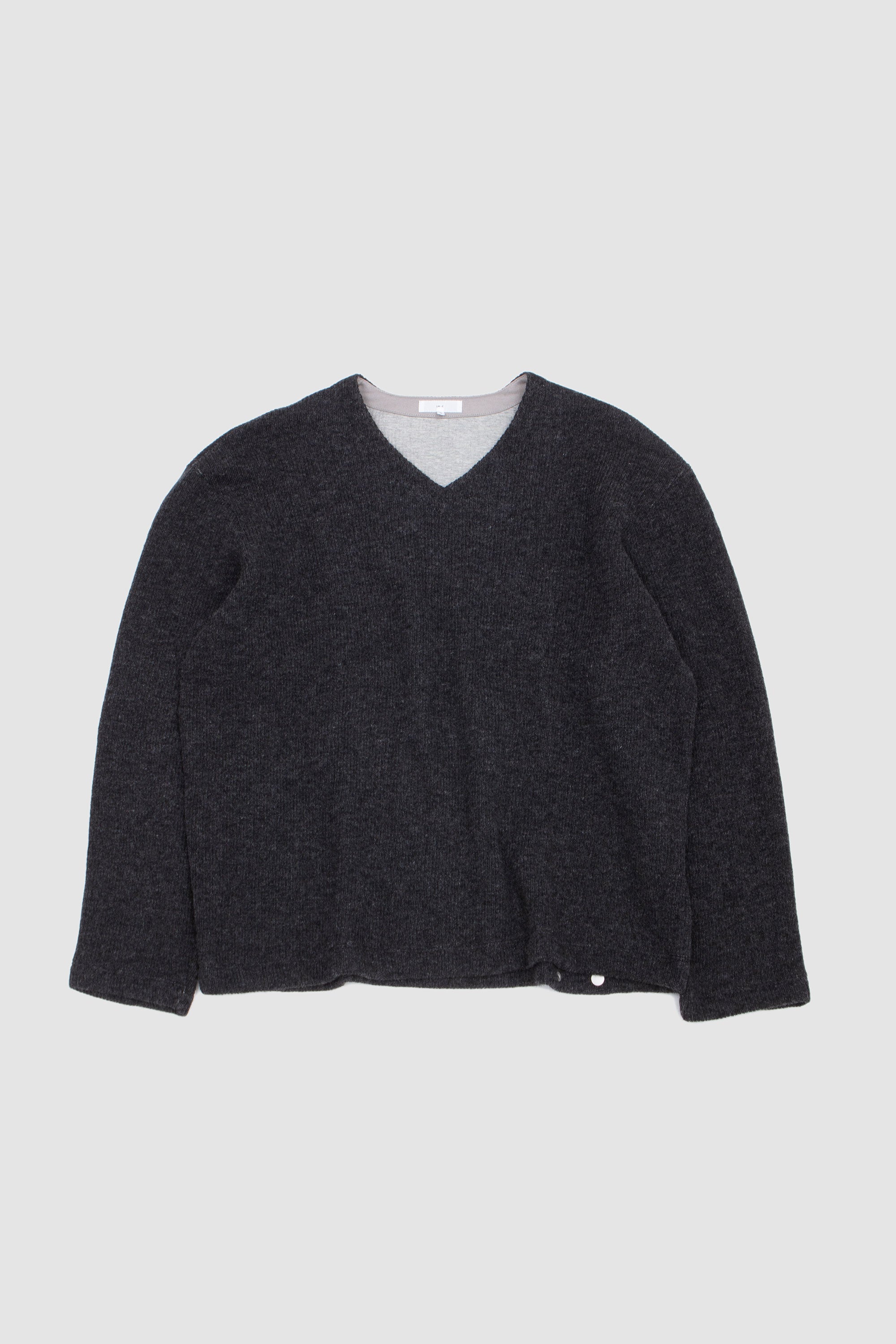 V Neck Snap Sweater Charcoal