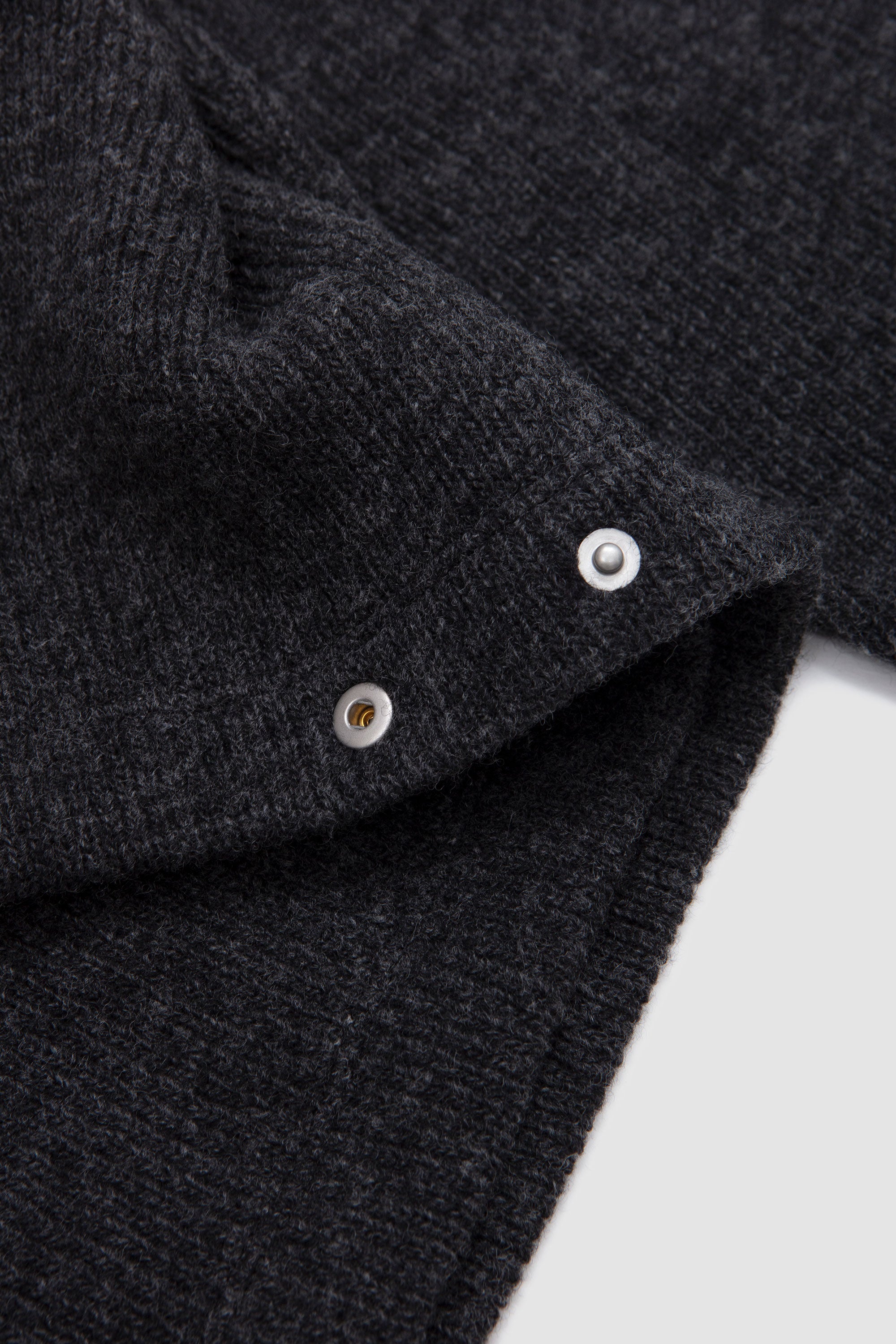 V Neck Snap Sweater Charcoal