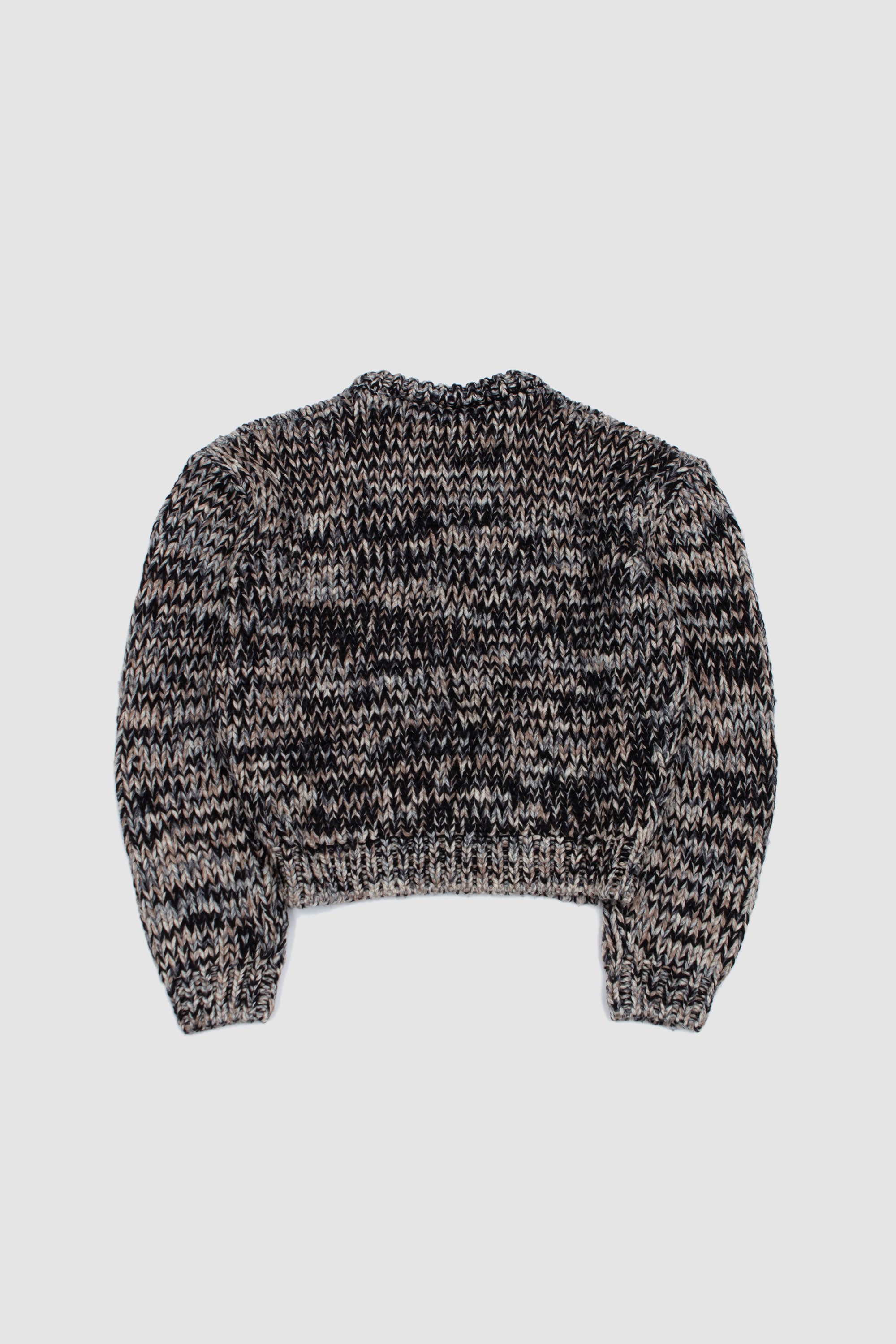 Boxy Crew Neck Sweater Black/ White/ Brown_4