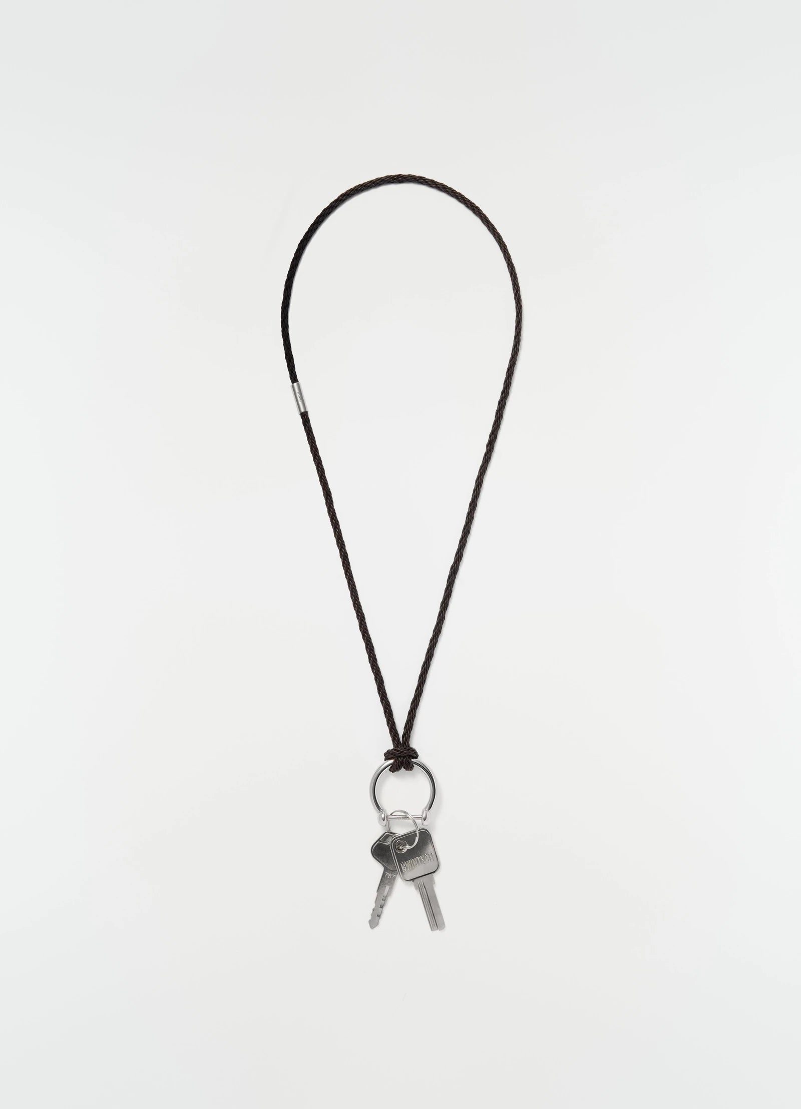 Braided Leather Keyring Necklace Silver_2