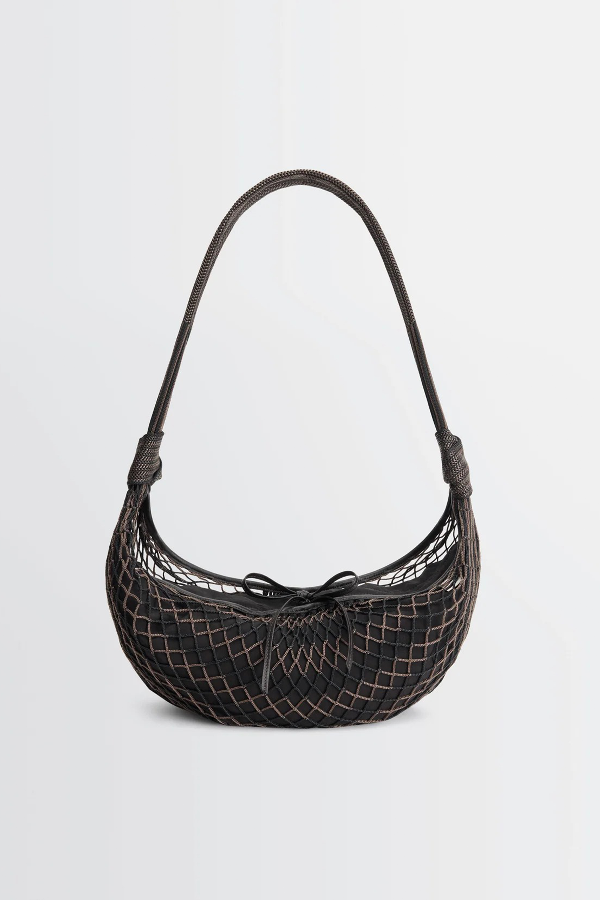 Croissant Filt Bag Chevron Marron Glacé/ Black