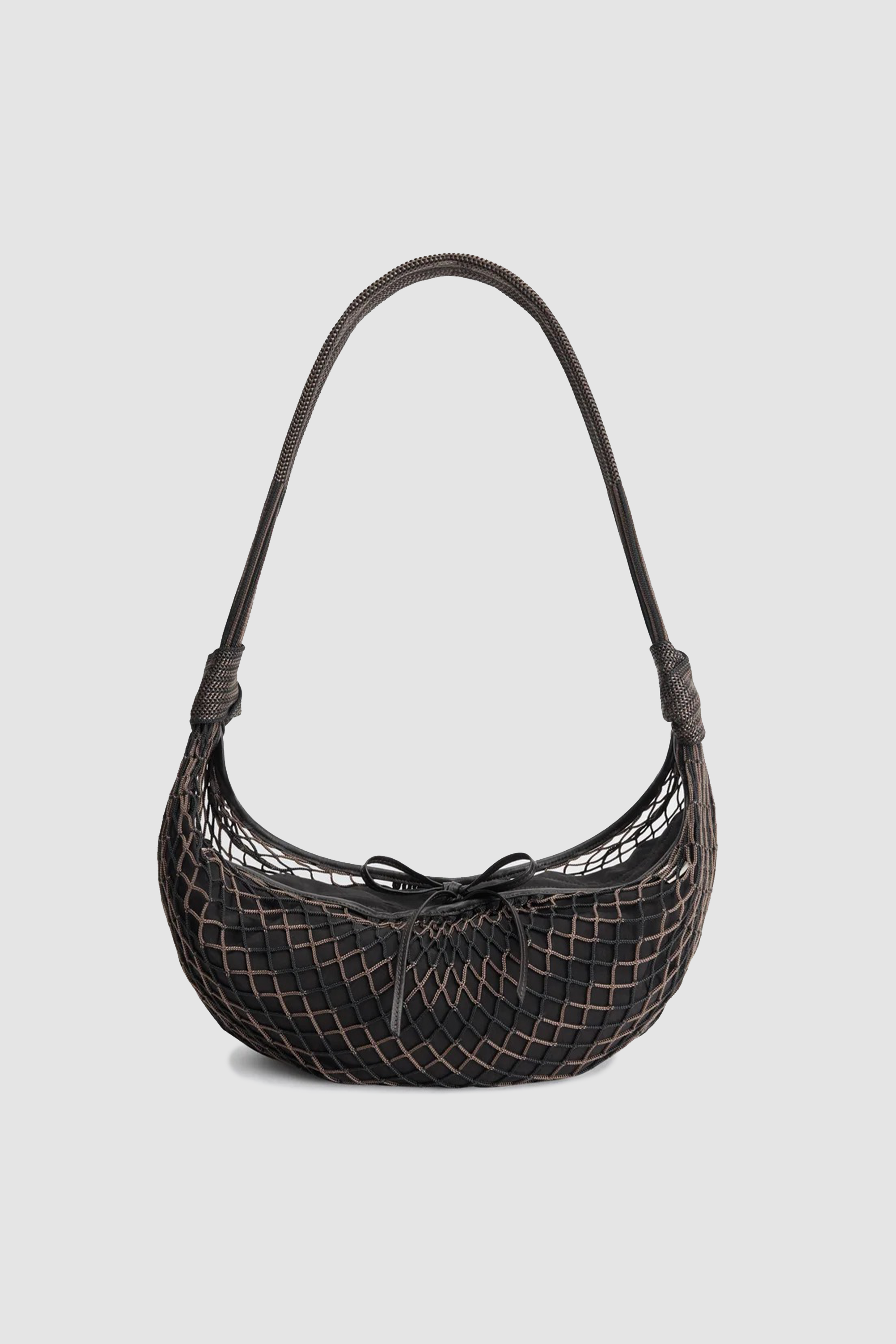 Croissant Filt Bag Chevron Marron Glacé/ Black