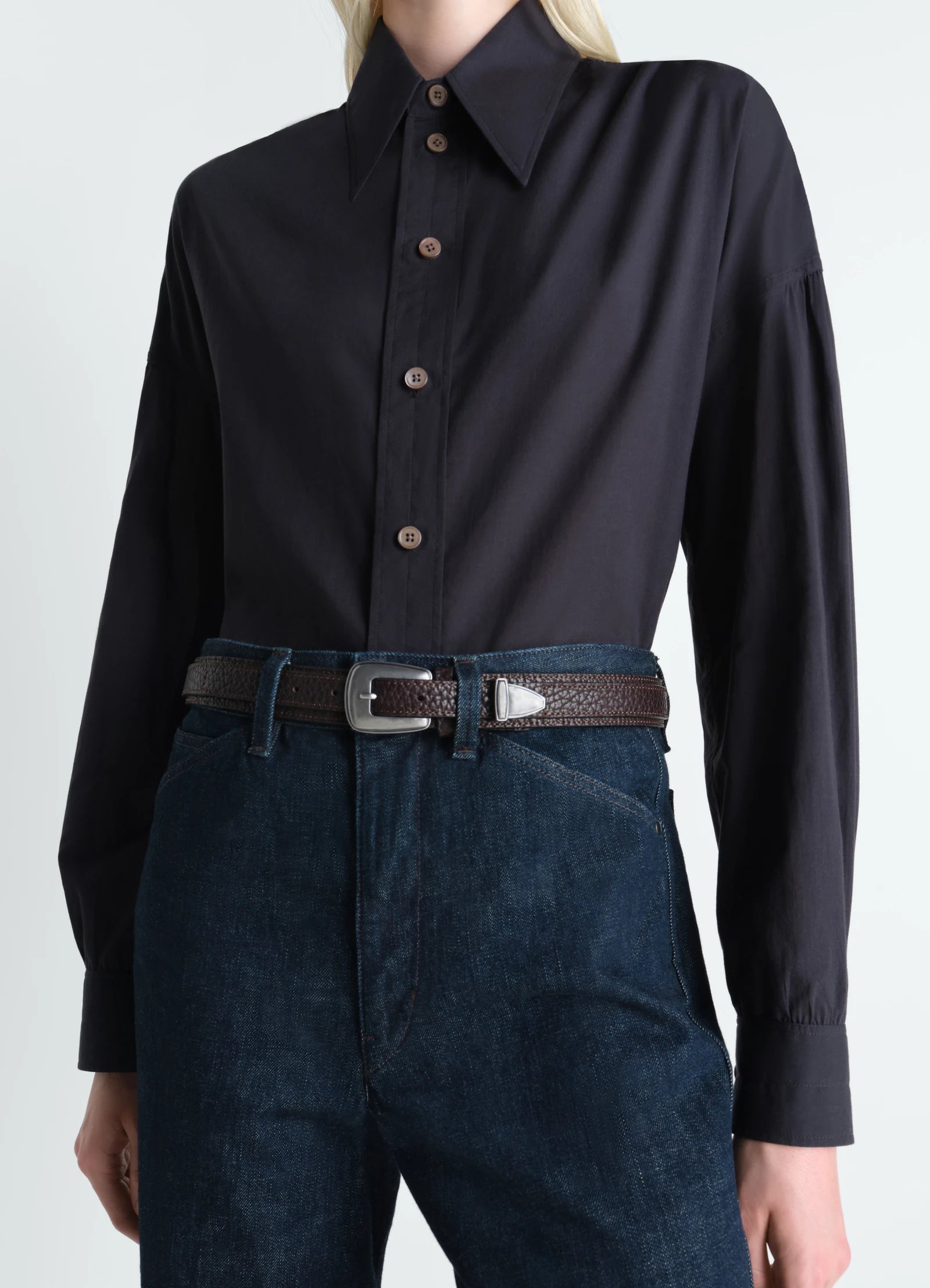 Minimal Western Belt Dark Brown