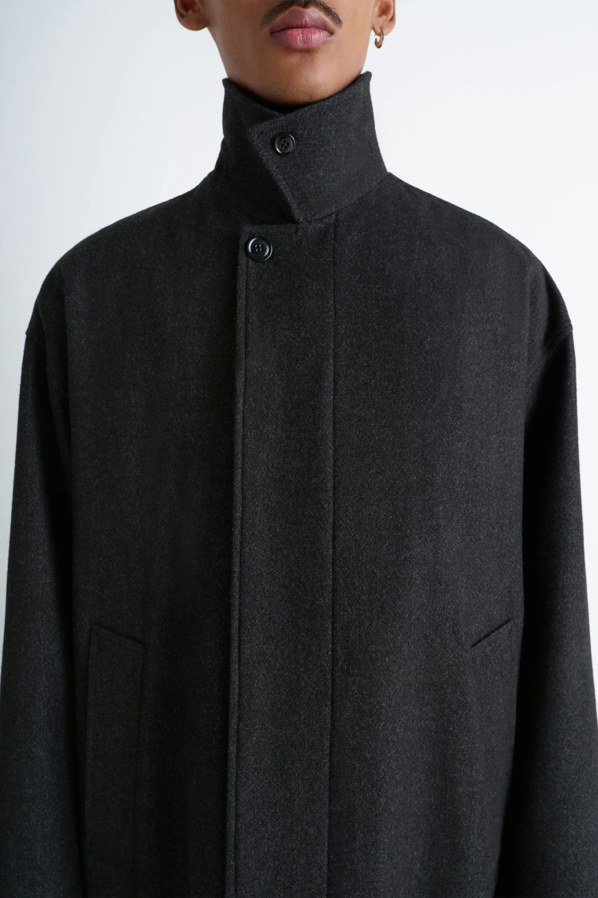 Overcoat Black/ Grey Melange