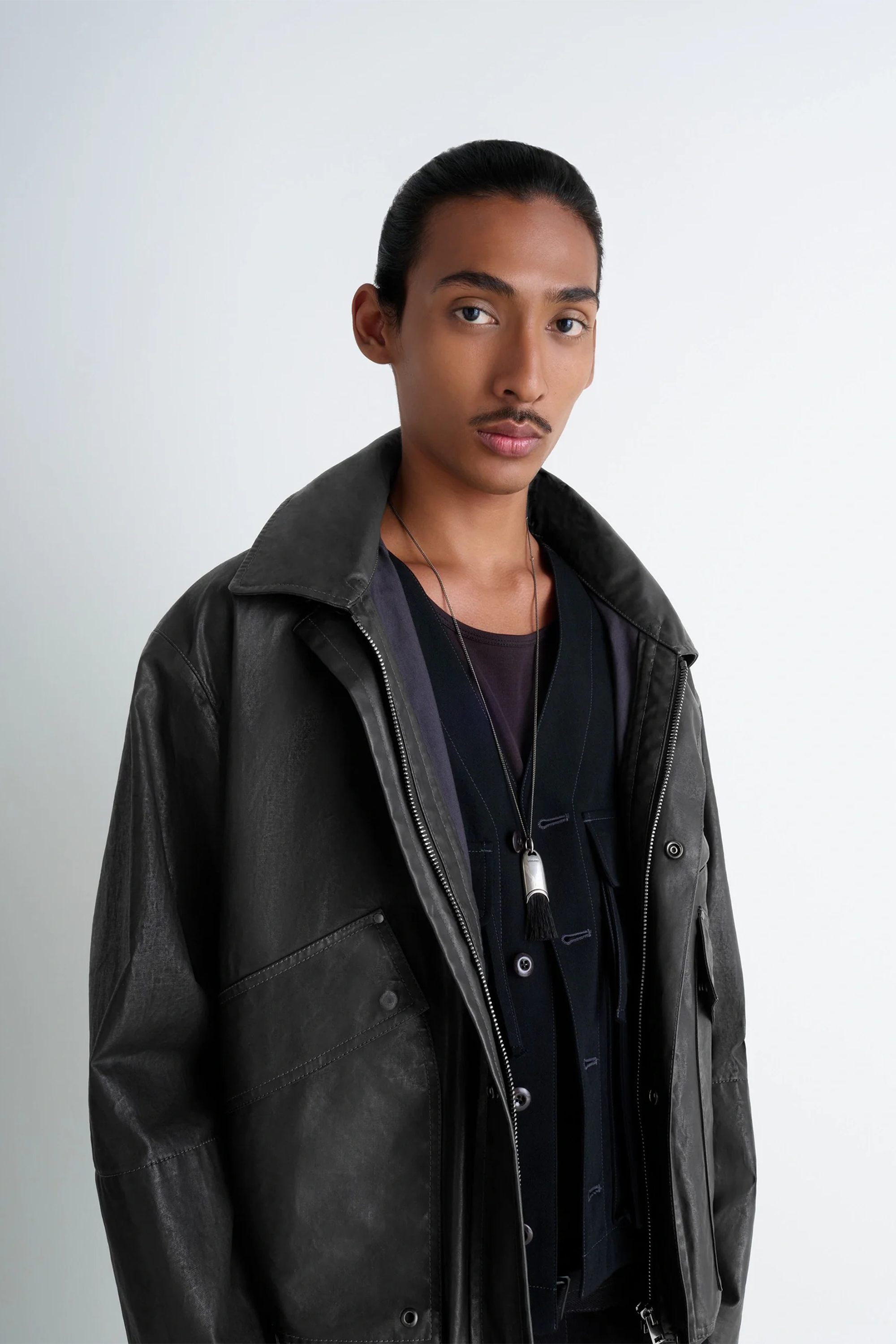 Personal Brush Necklace Silver/ Brown