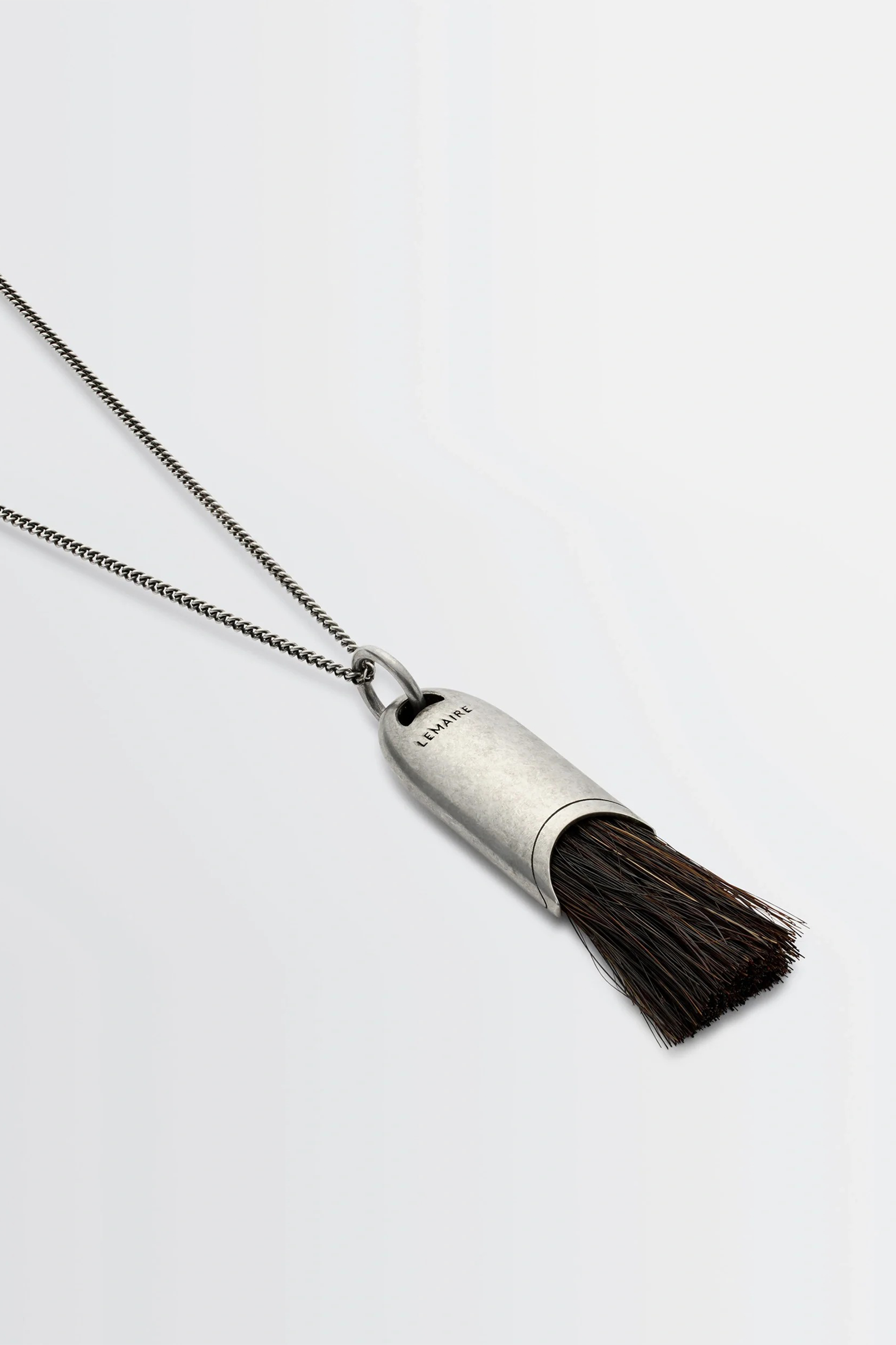 Personal Brush Necklace Silver/ Brown