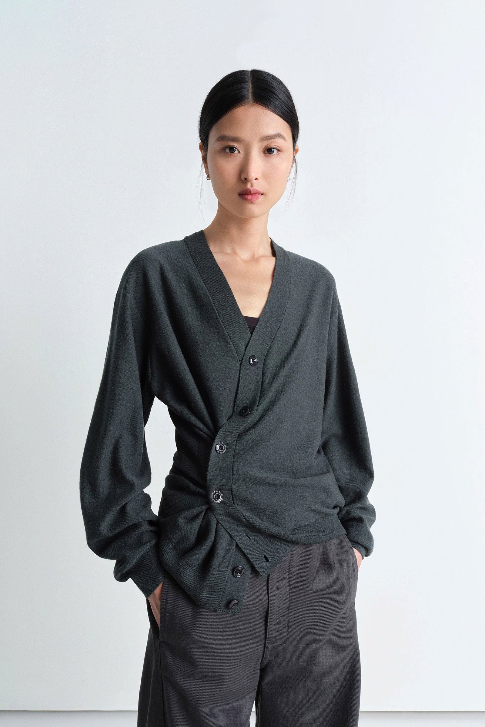 24ss Lemaire twisted cardigan グレー LEMAIRE TWISTED SCARF CARDIGAN - ANTHRACITE | Garmentory
