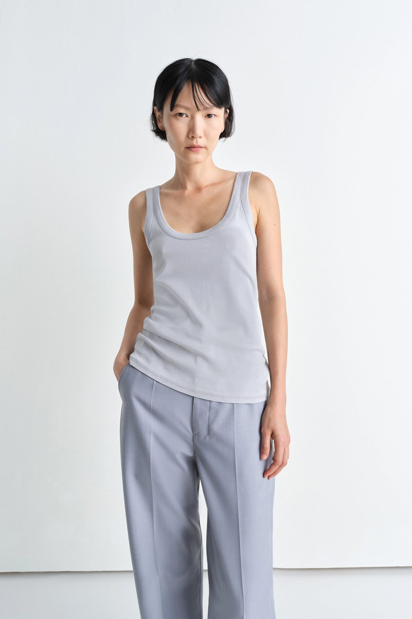 Rib Tank Top Blue Grey