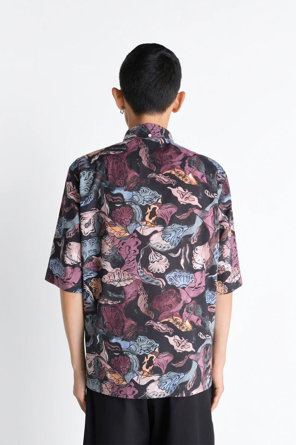 Short Sleeve Shirt Floral Black/ Plum_5