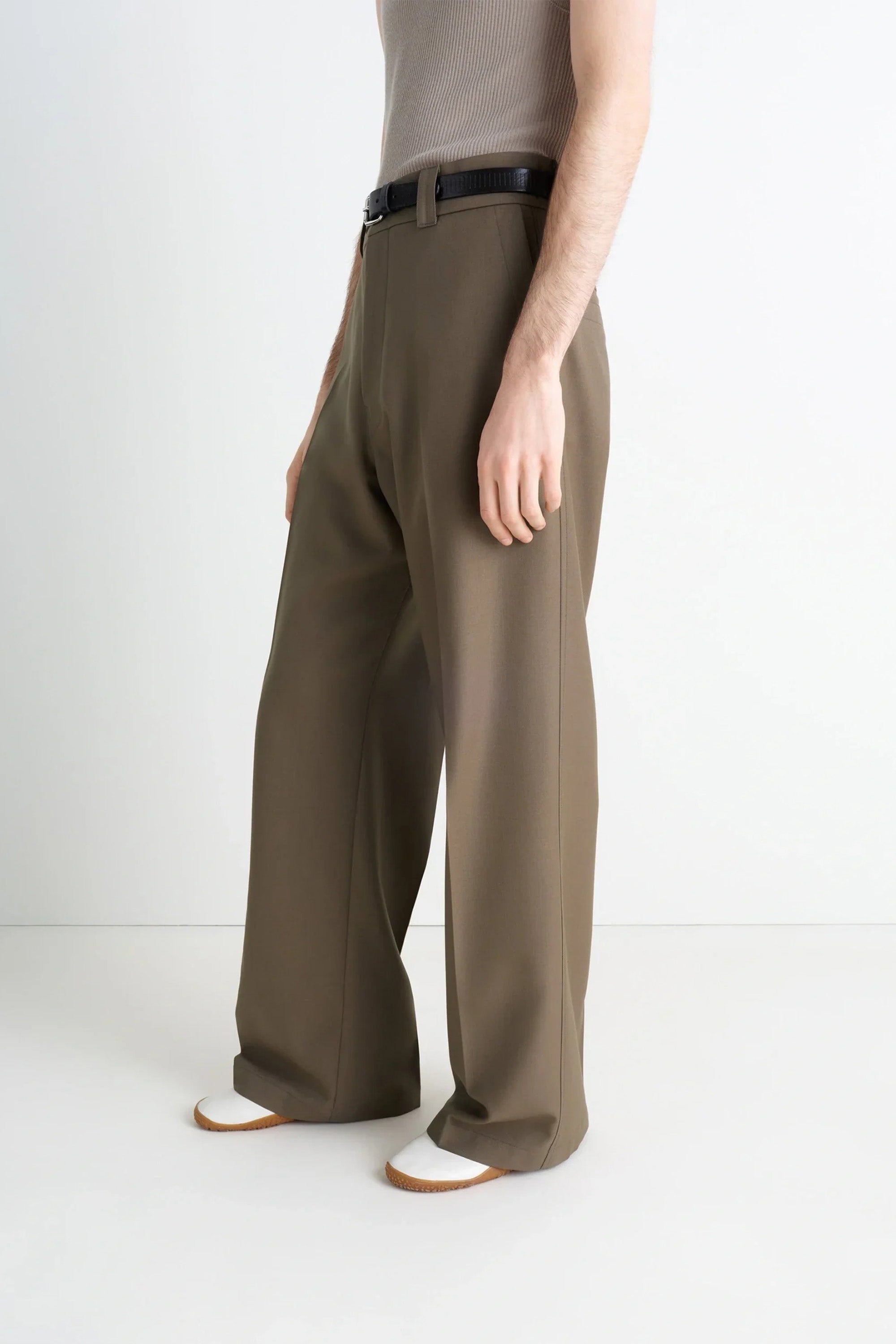Straight Tailored Pants Taupe Melange