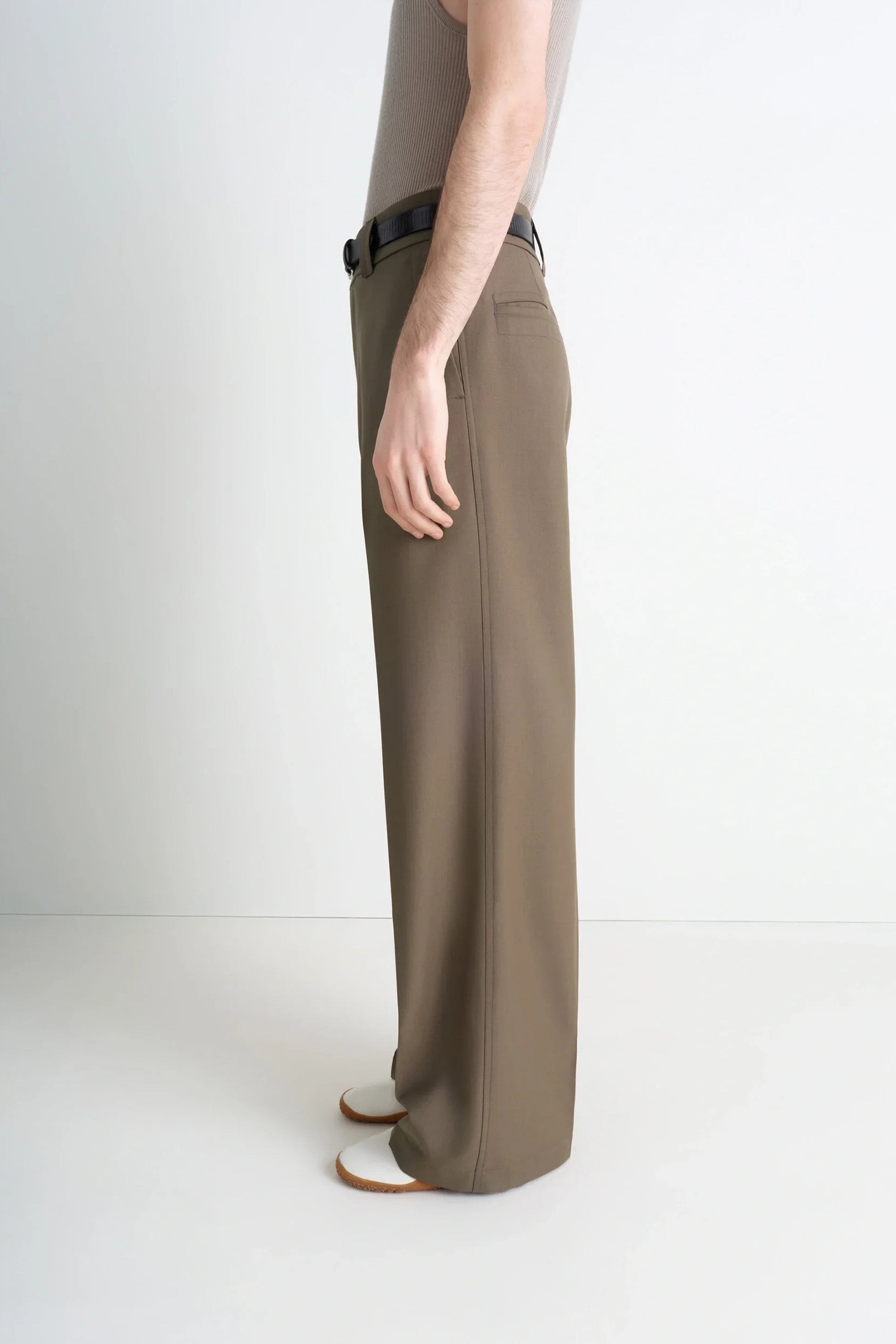 Straight Tailored Pants Taupe Melange