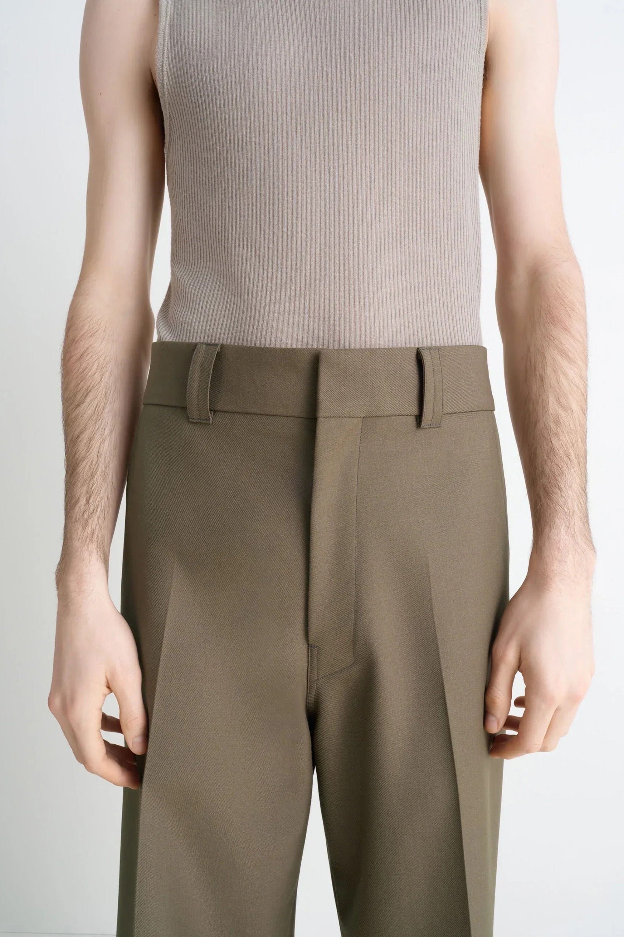 Straight Tailored Pants Taupe Melange_4