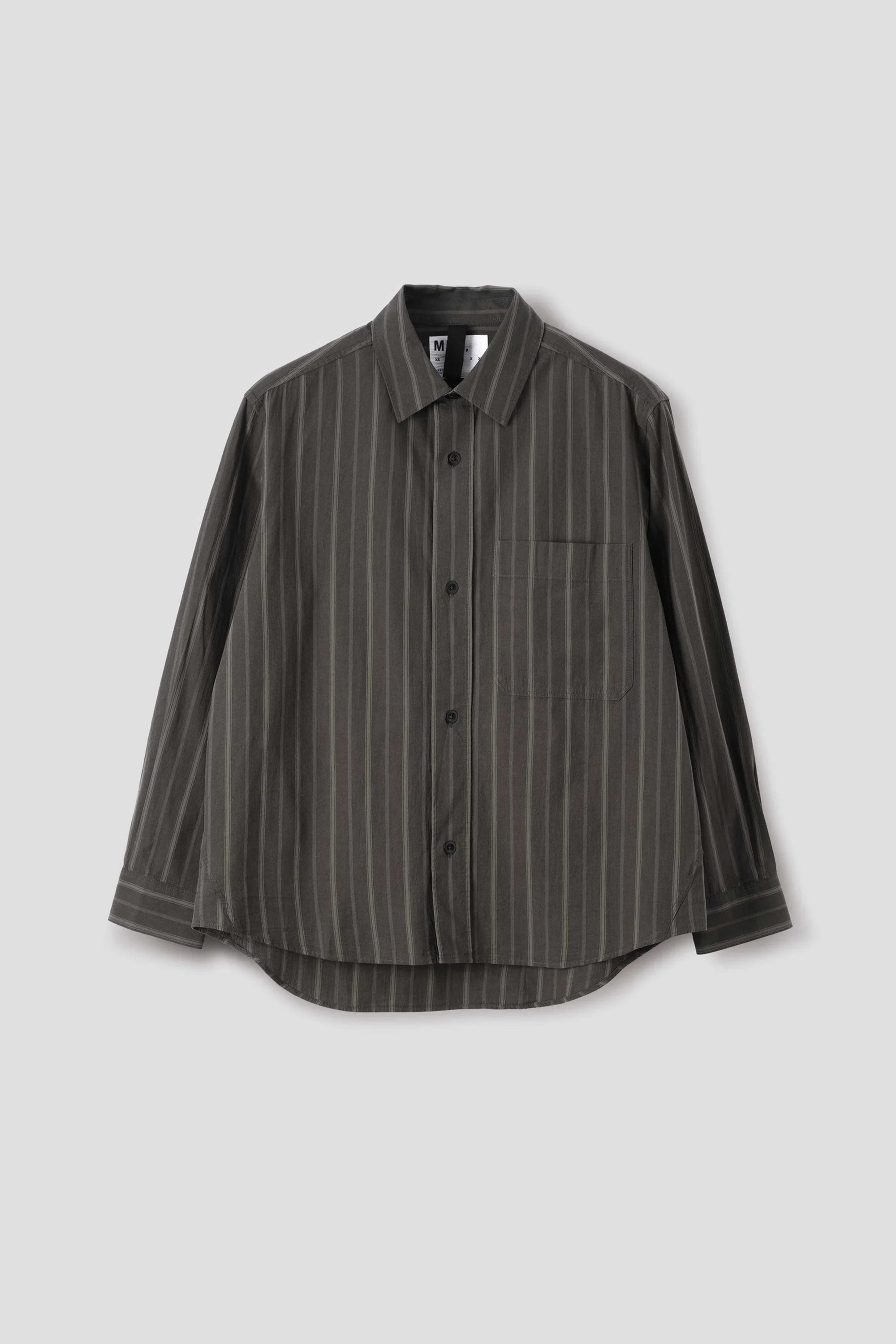 Basic Shirt Bold Stripe Cotton Off Black/ Khaki_4