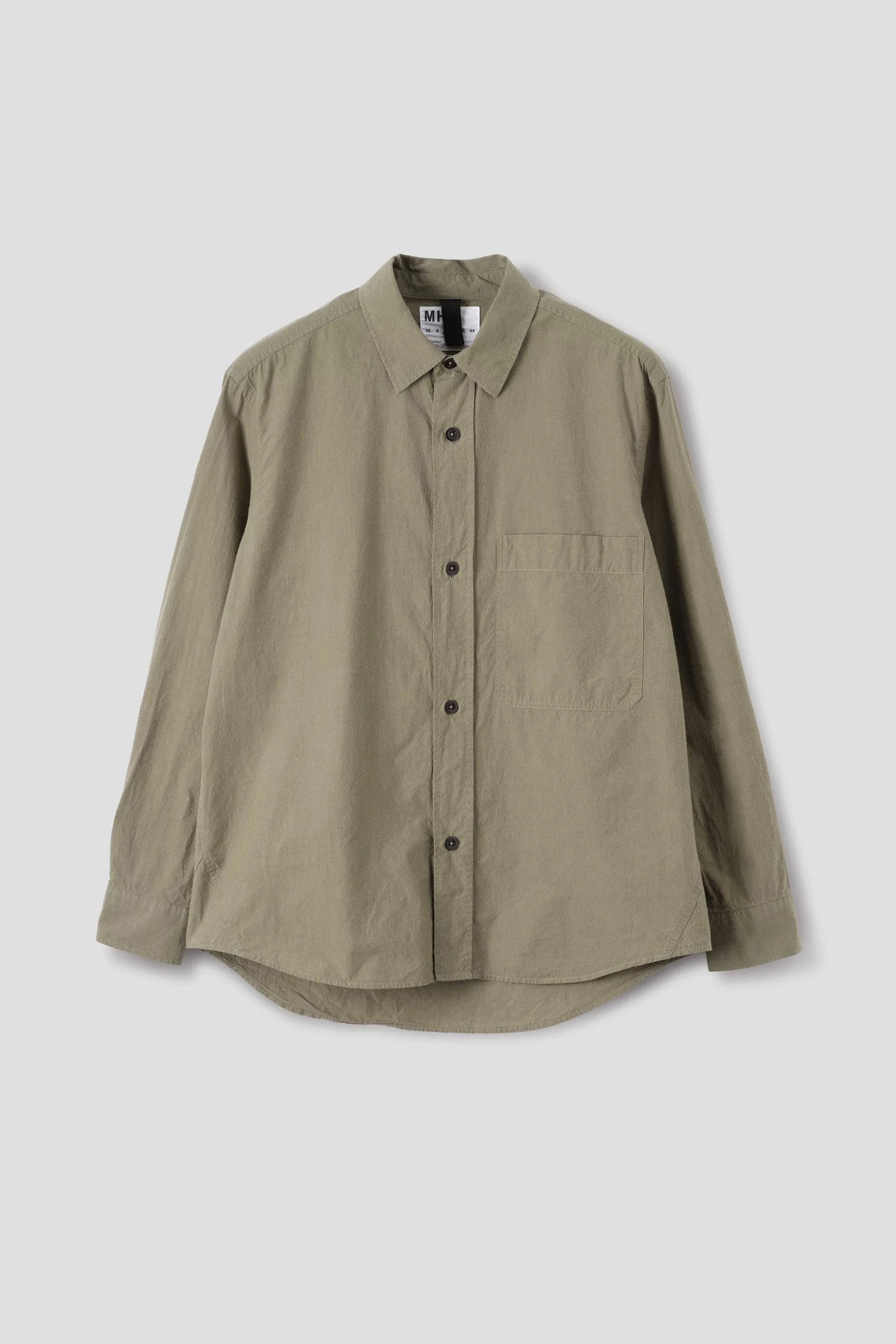 Basic Shirt Brushed Cotton Chambray Khaki Green_4