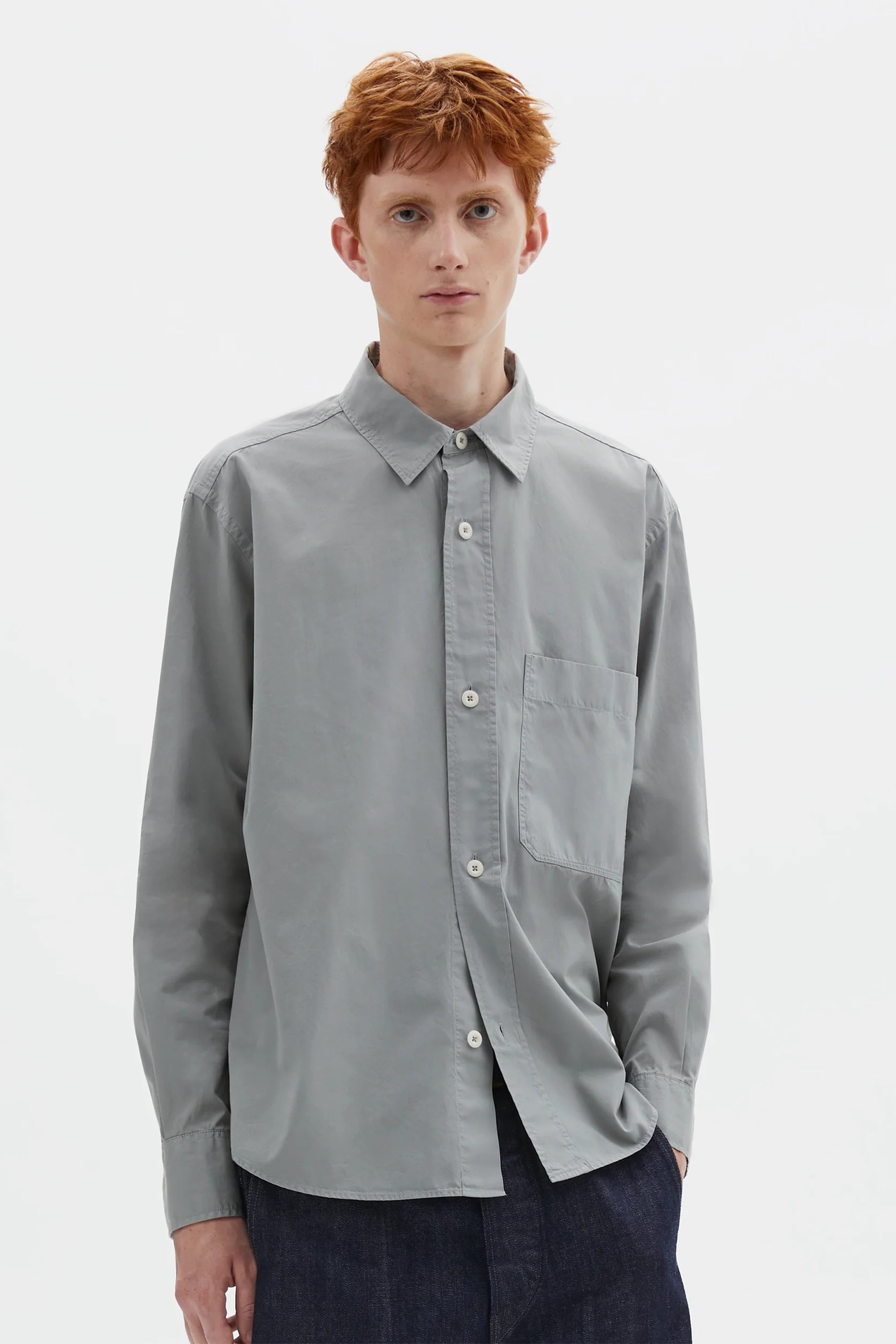 Basic Shirt Compact Cotton Poplin Fog_1