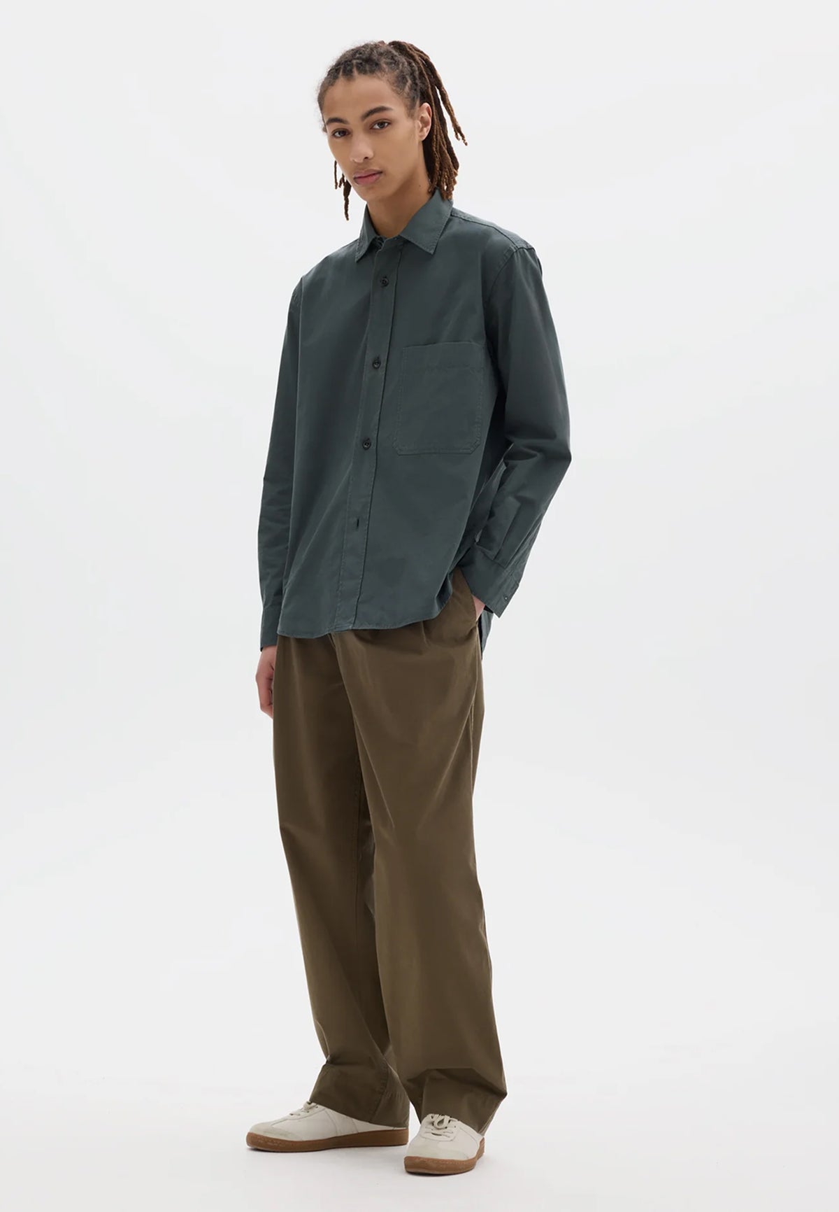 Basic Shirt Sanded Cotton Poplin Storm_2