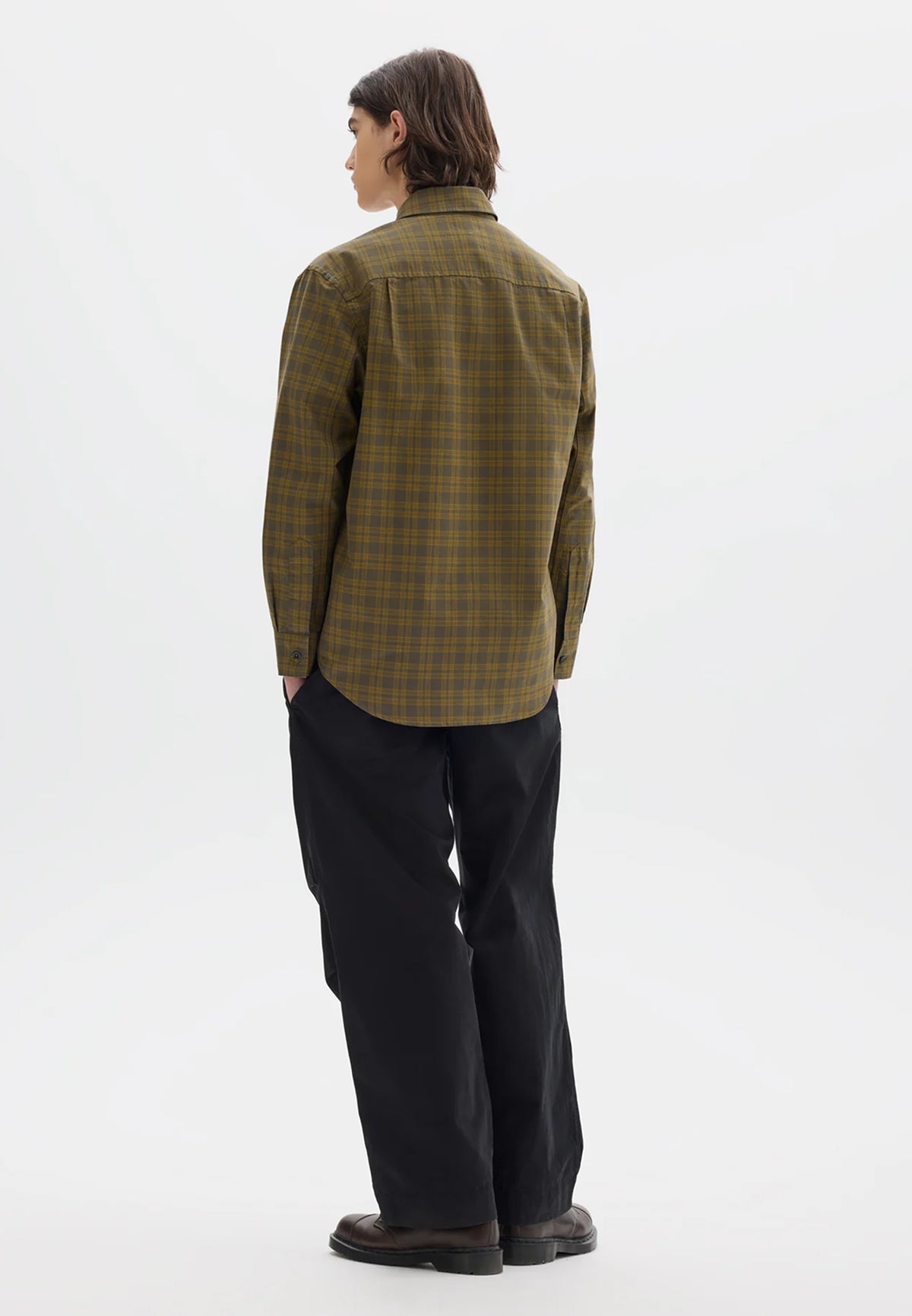 Basic Shirt Tonal Cotton Check Khaki/ Cumin_3