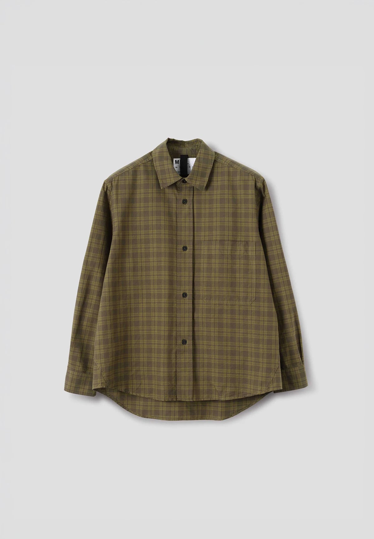 Basic Shirt Tonal Cotton Check Khaki/ Cumin_5