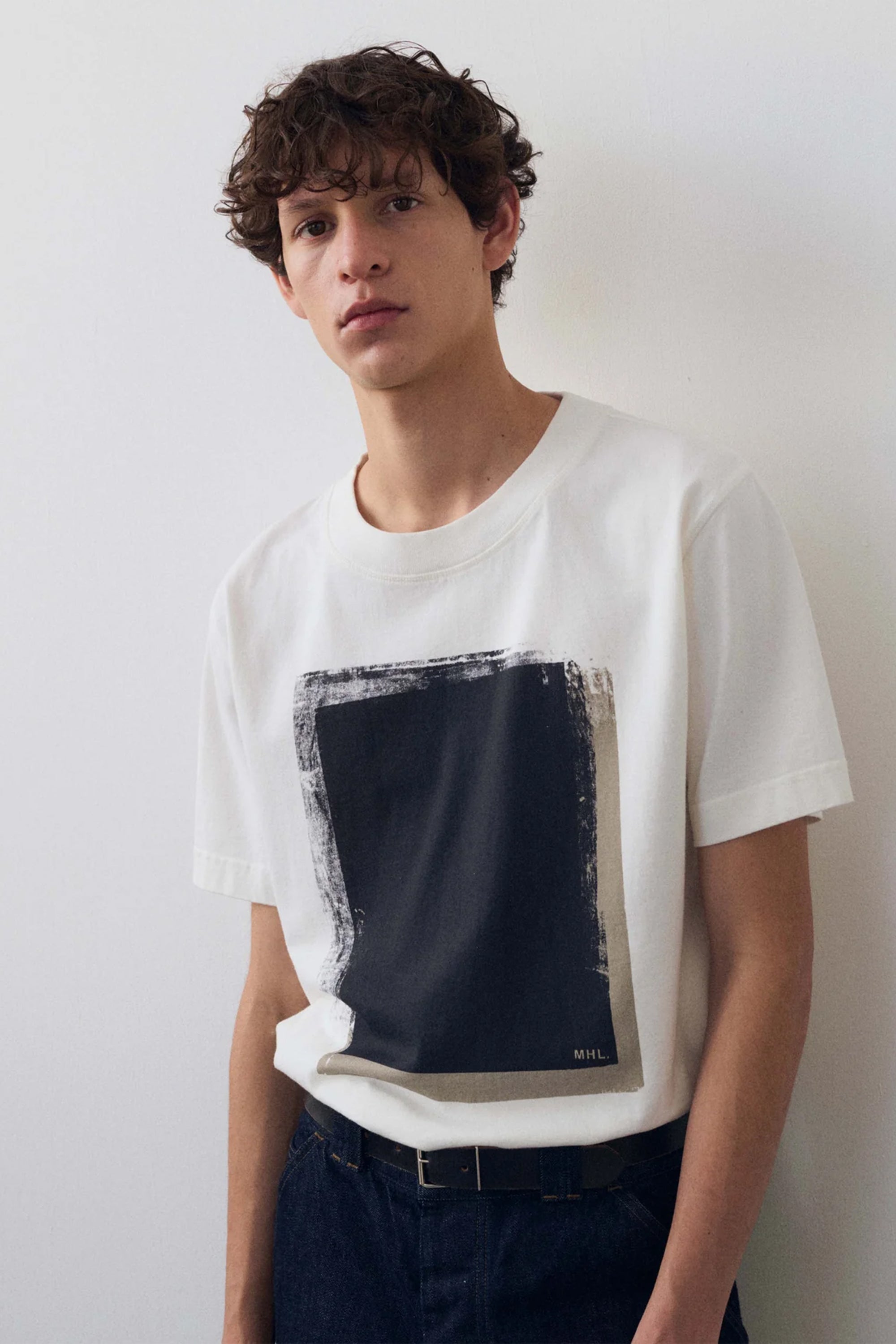 Block Print T-Shirt Matte Jersey Off White