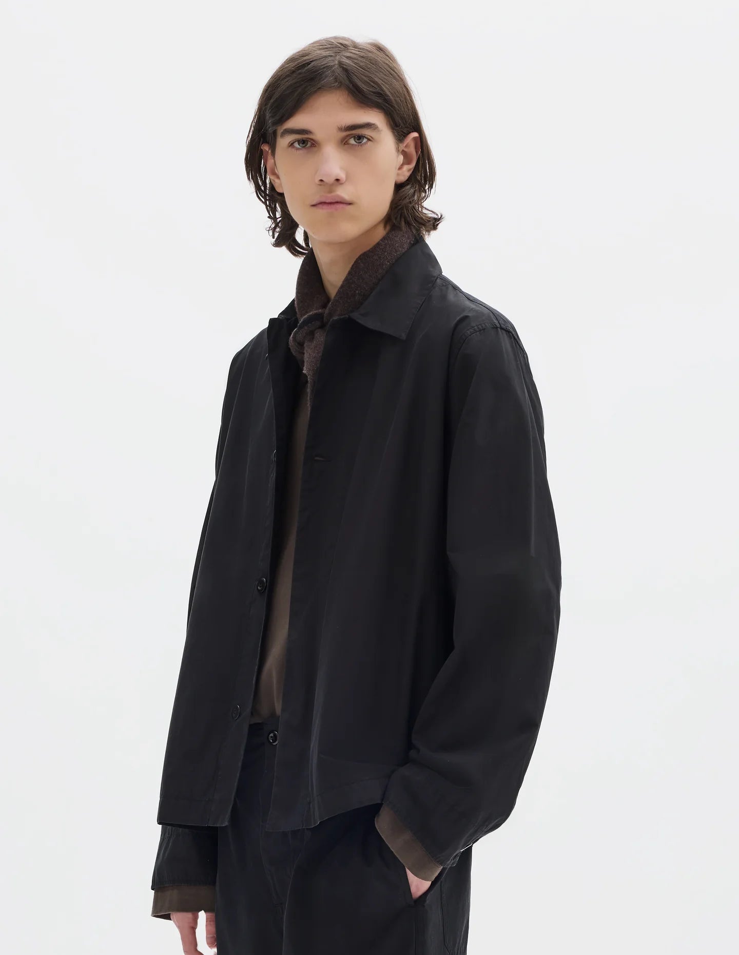 Boxy Overshirt Crisp Cotton Poplin Black
