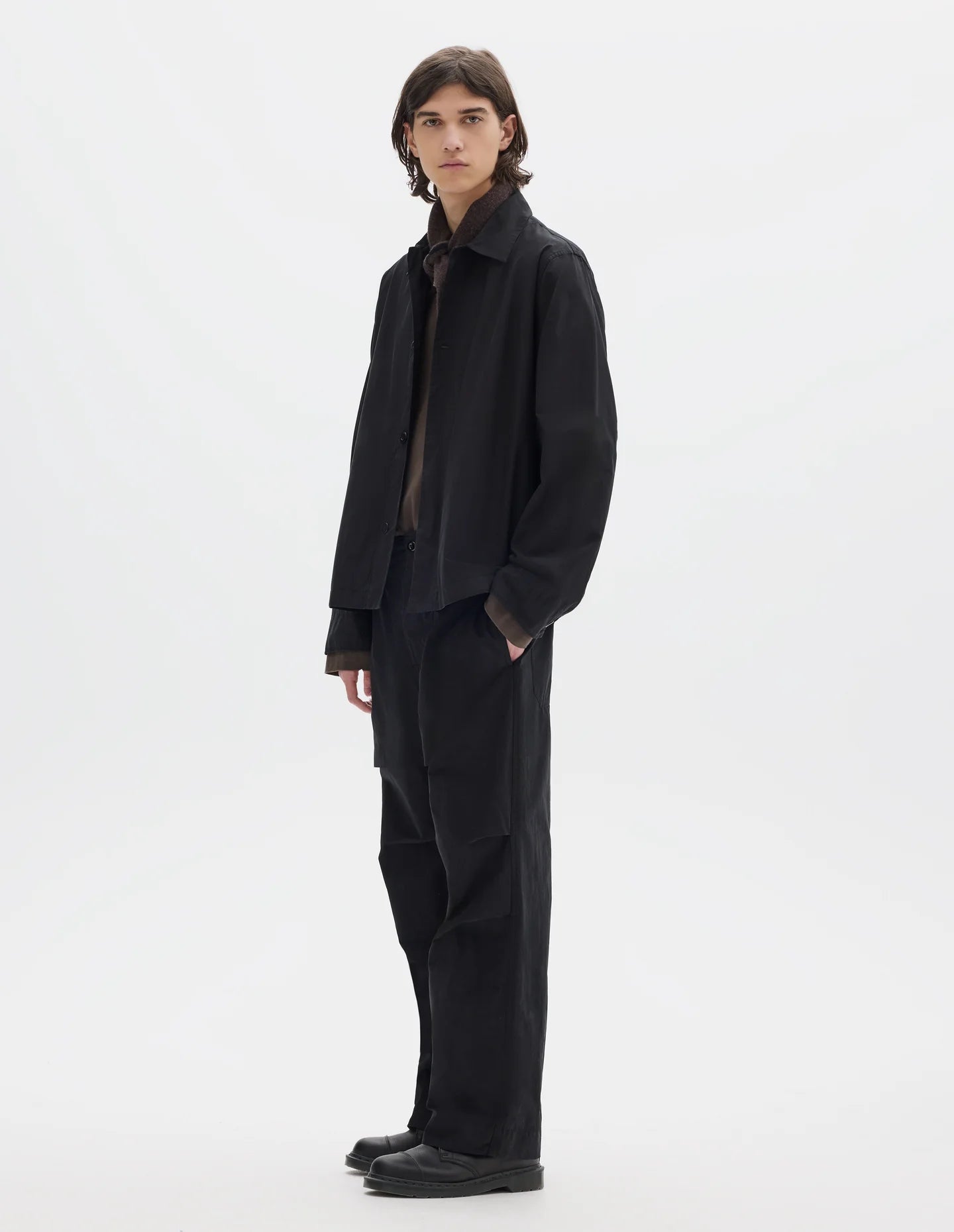 Boxy Overshirt Crisp Cotton Poplin Black