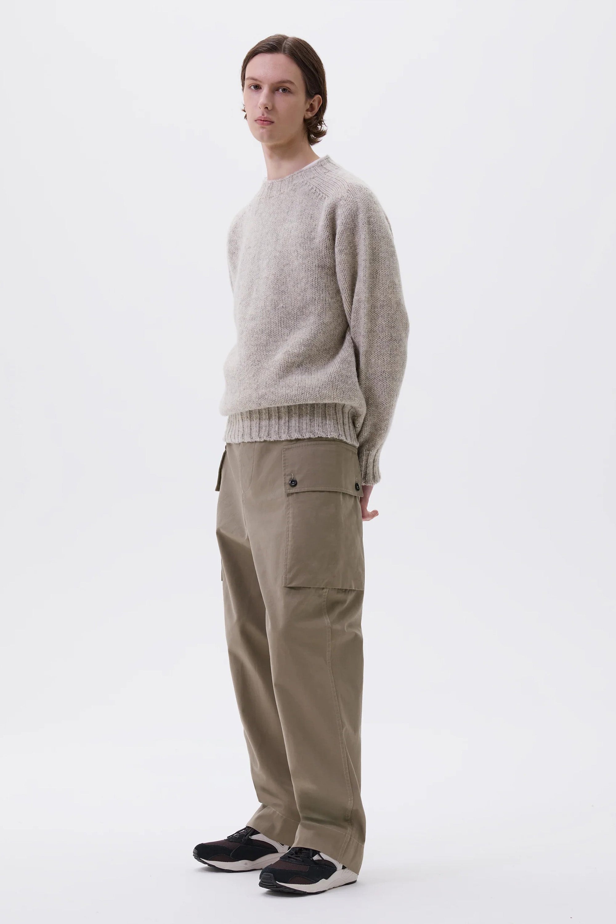 Cargo Pocket Trousers Plain Cotton Drill Taupe