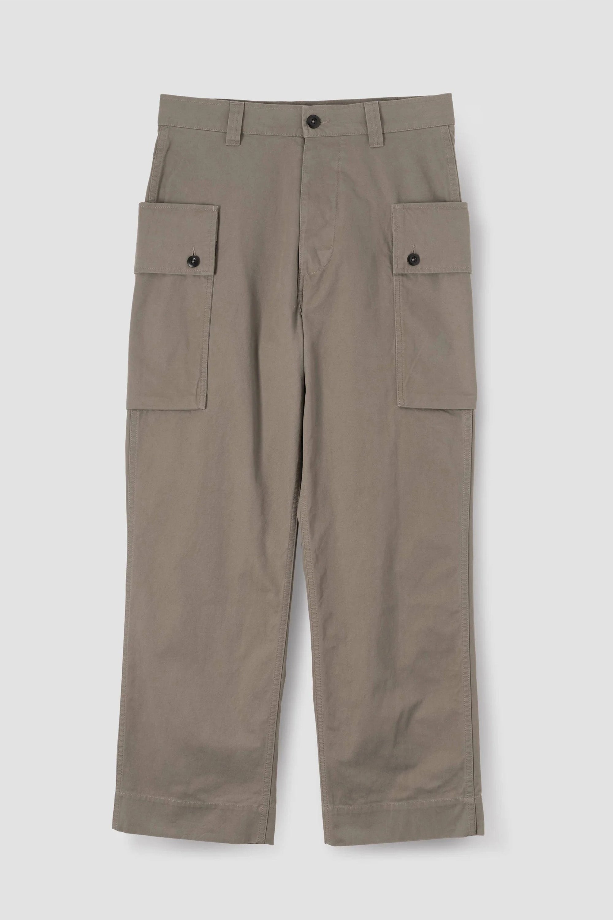 Cargo Pocket Trousers Plain Cotton Drill Taupe