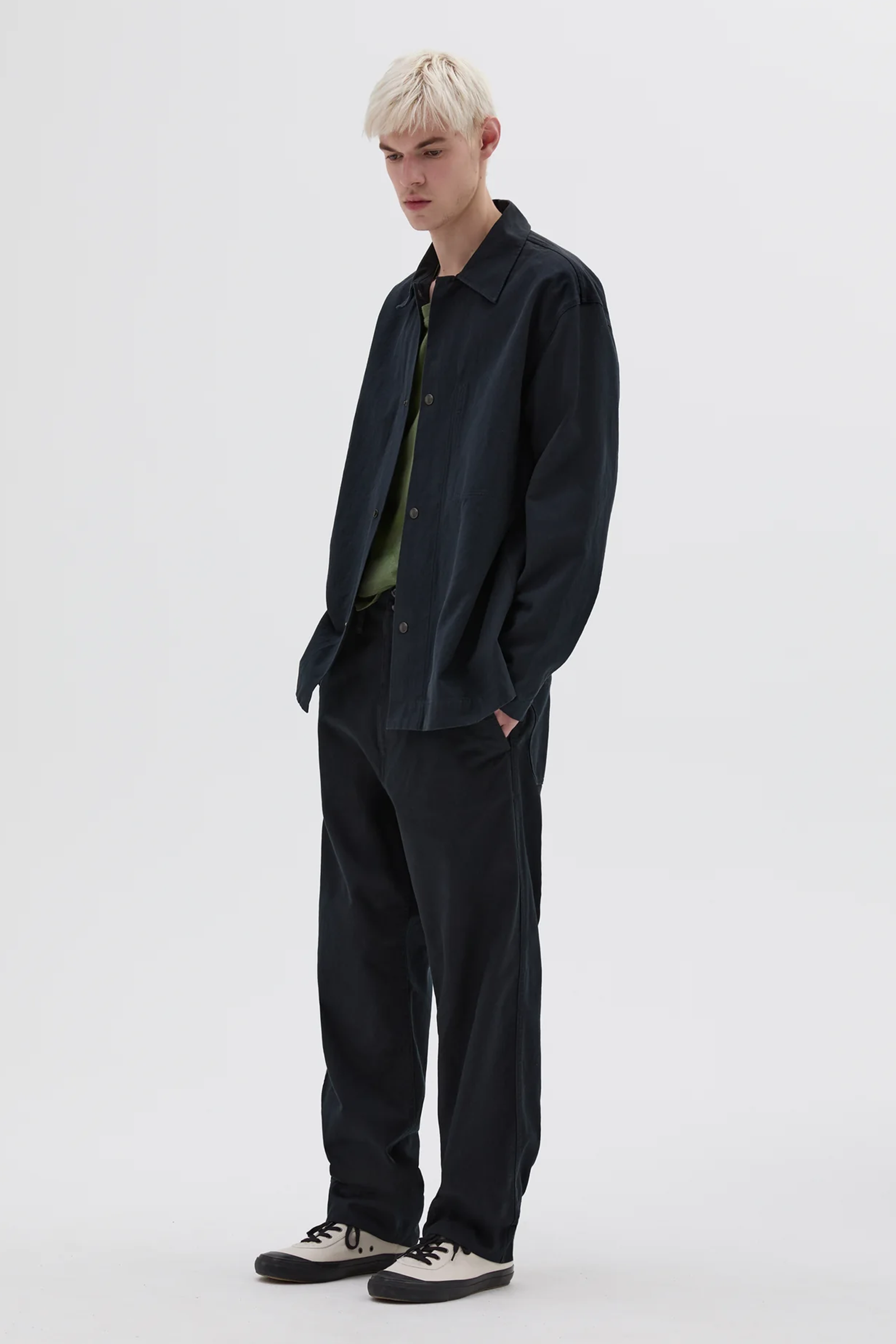 SPORTIVO [Chore shirt irregular cotton drill navy]