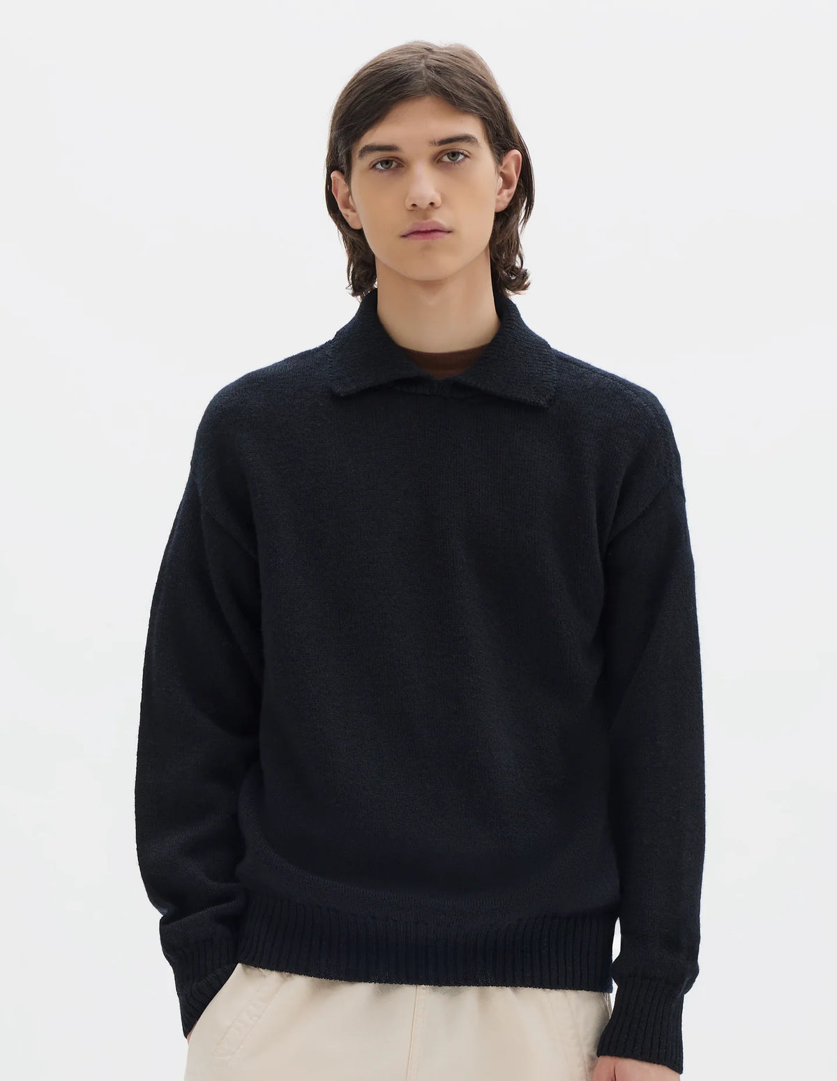 Chunky Collared Sweater Virgin Wool Black_1
