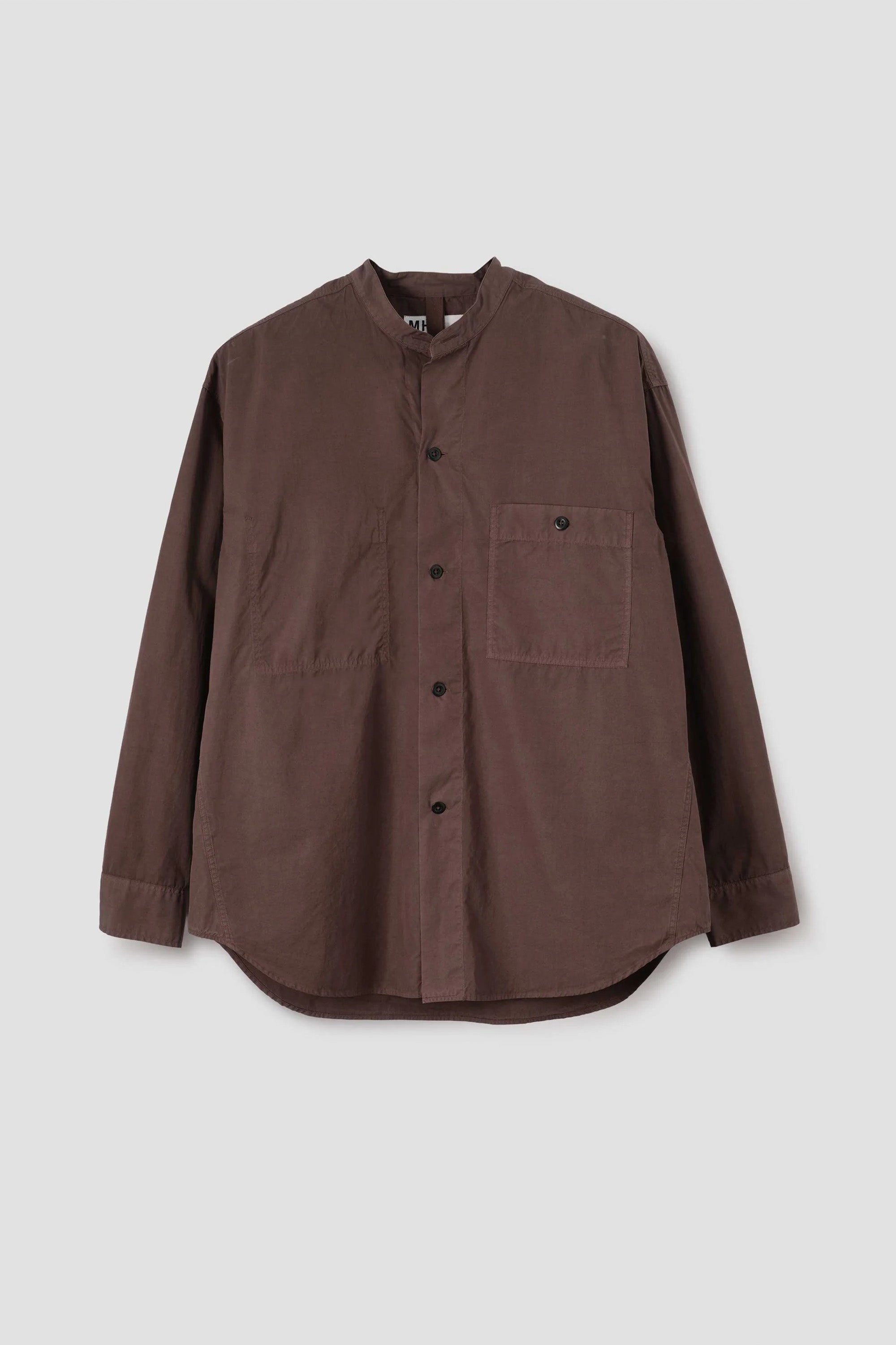 Collarless Shirt Compact Cotton Poplin Grape_4