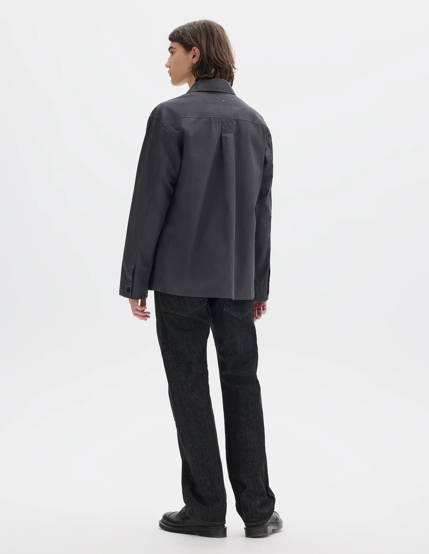 Front Yoke Shirt Compact Cotton Poplin Asphalt