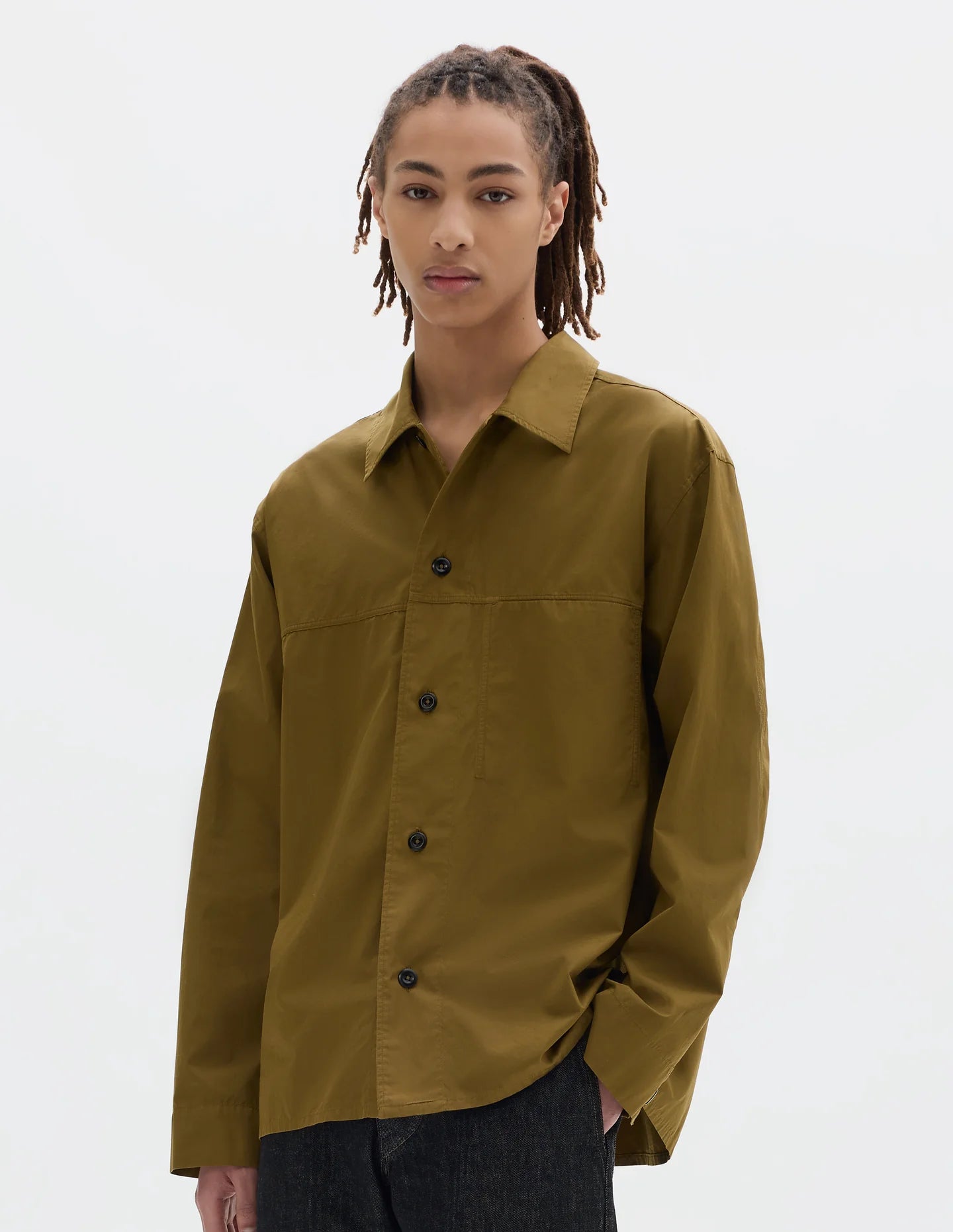 Front Yoke Shirt Compact Cotton Poplin Moss